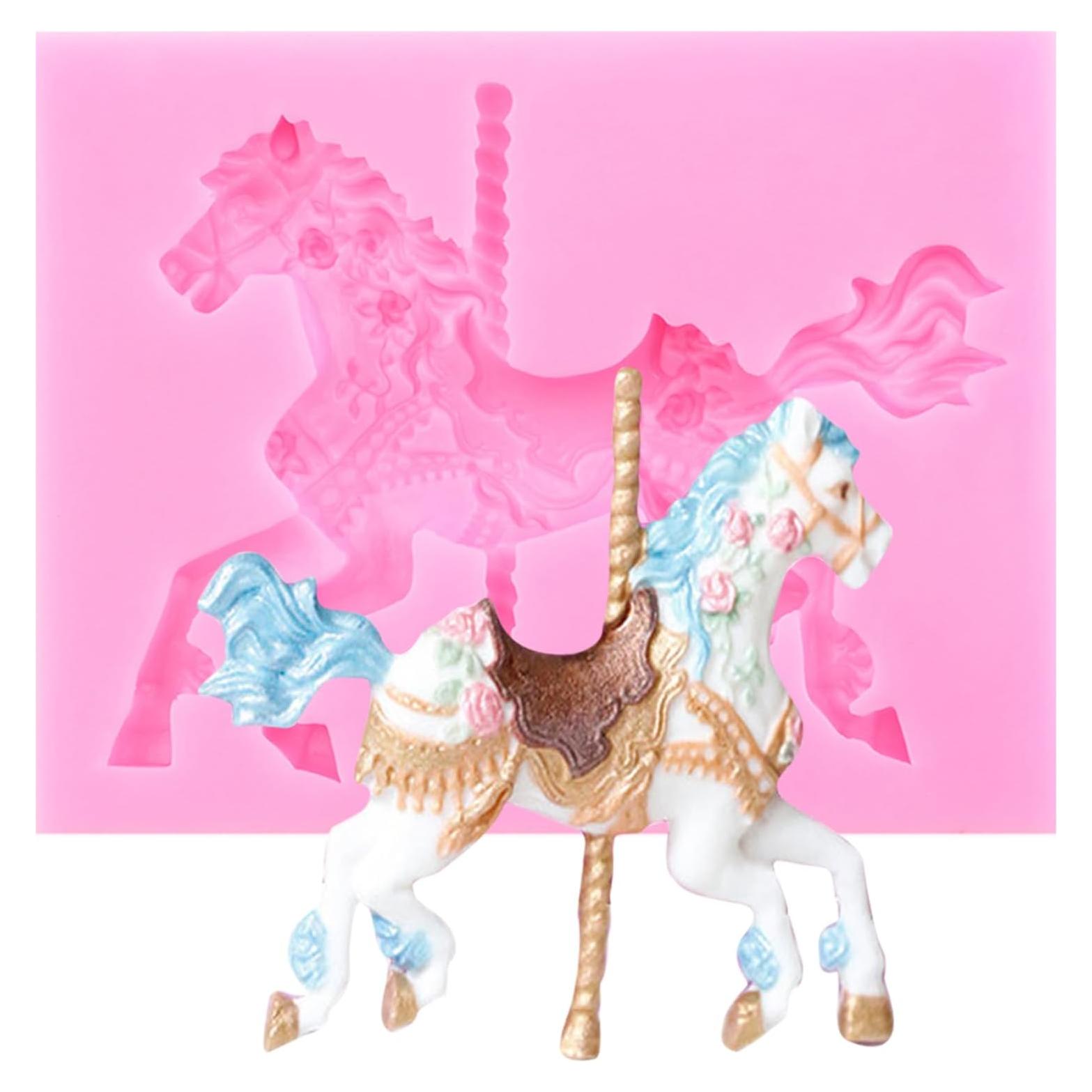 Molde de Silicona 3D Caballo de Carrusel XMOLDNMS 10x7 cm