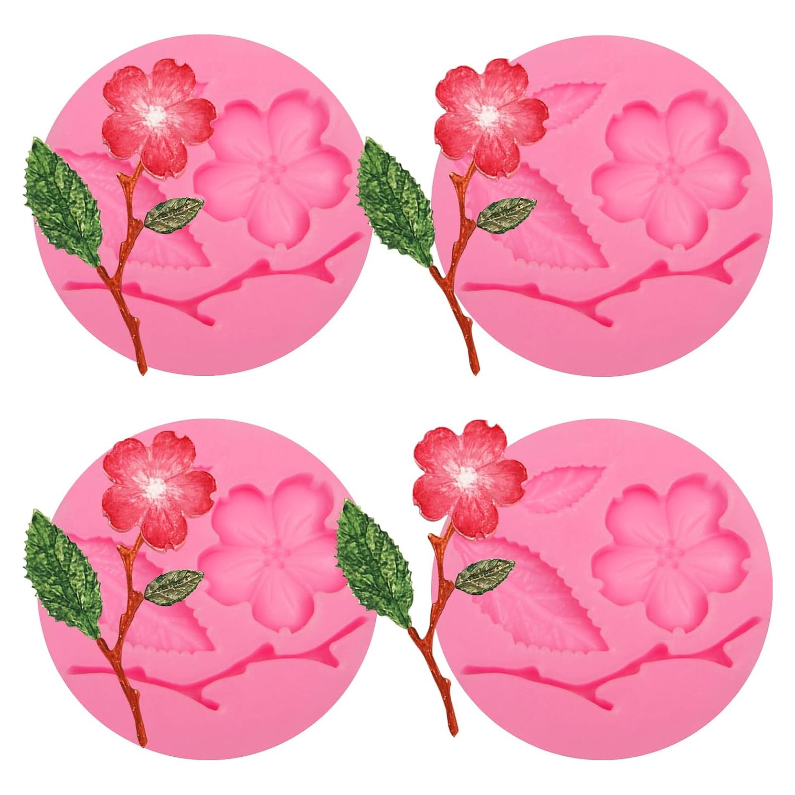 Moldes de Silicona en Forma de Flor YWZBOMOLD 4 Pcs