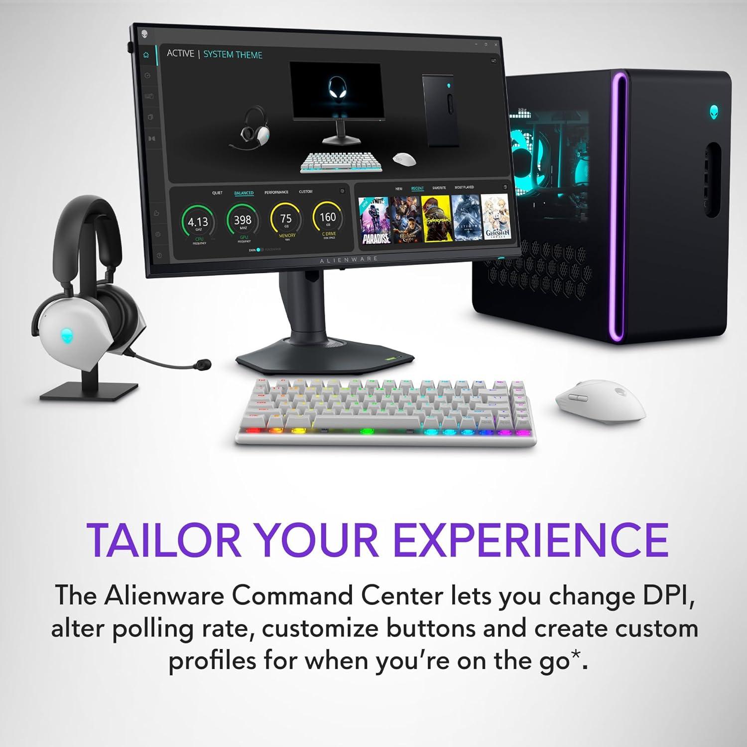 Ratón Gaming Inalámbrico Alienware Pro - Luz Lunar, 6 Botones