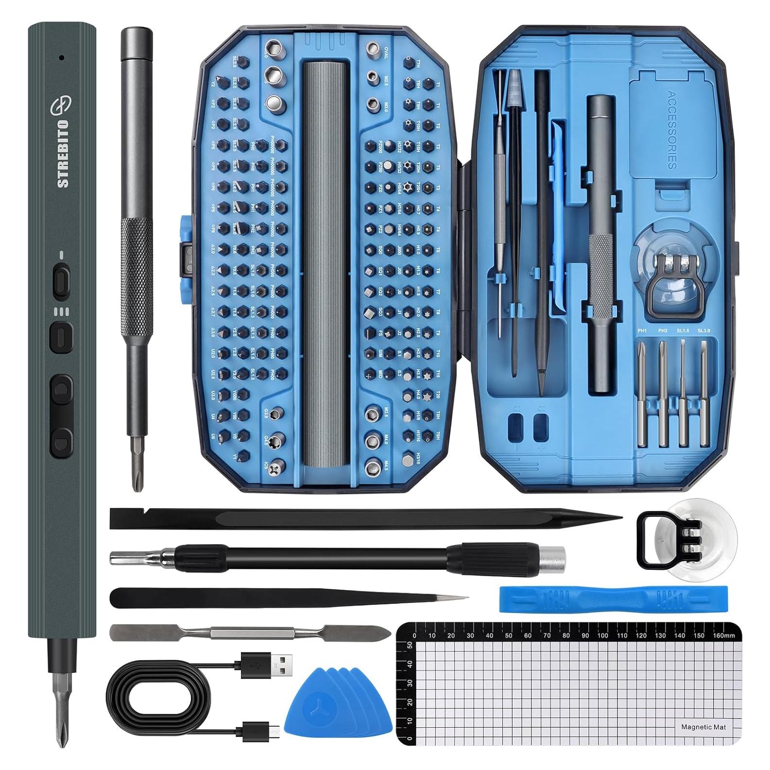 Destornillador Eléctrico Mini STREBITO 155 Piezas S2