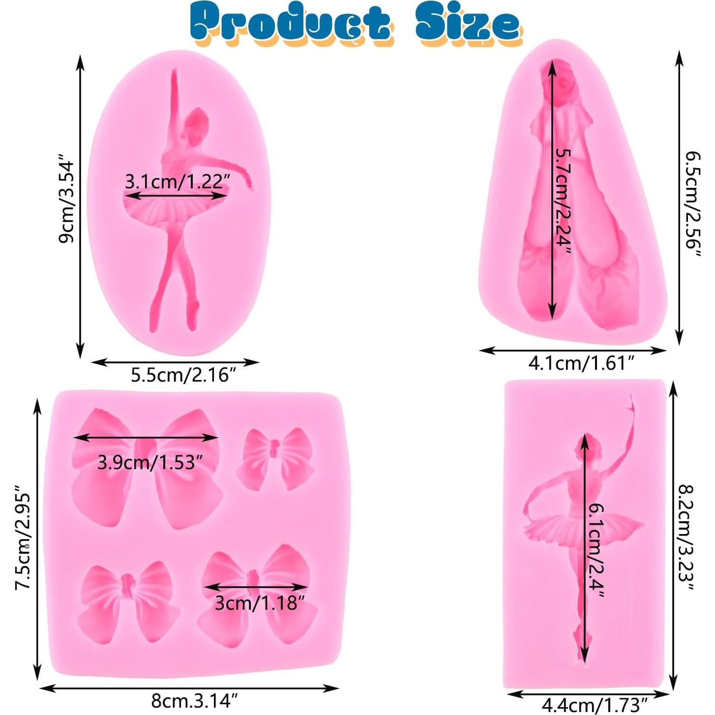 Molde de Silicona Mujiang para Pasteles de Bailarina - Set de 4