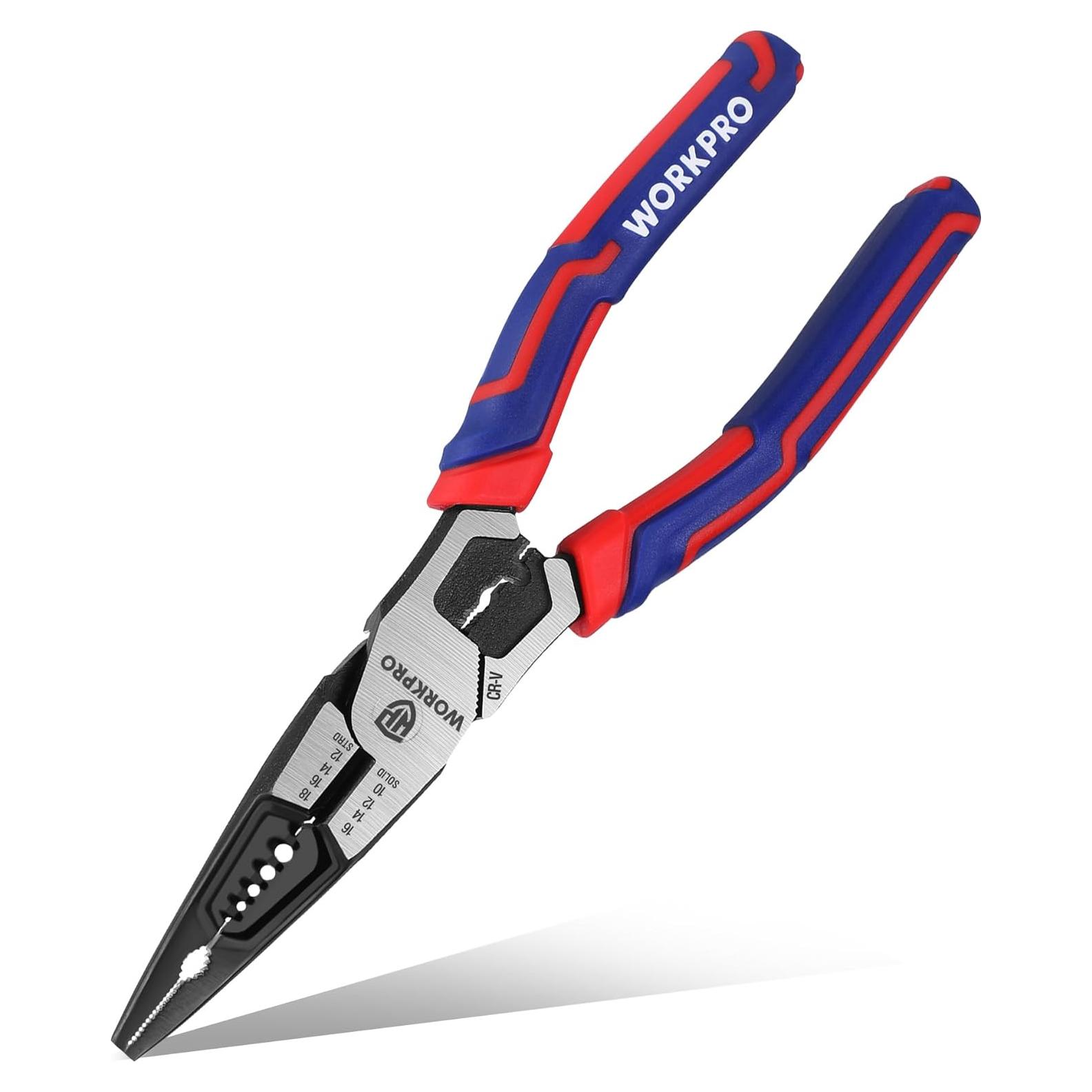 Alicates de Punta Larga WORKPRO 20 cm Multifuncionales