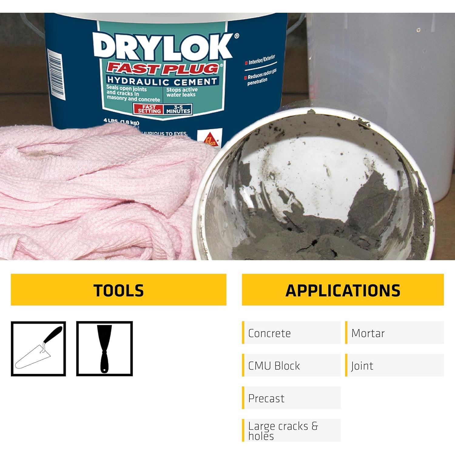 Cemento Hidráulico Drylok Fast Plug 1.81 kg - Detiene Filtraciones