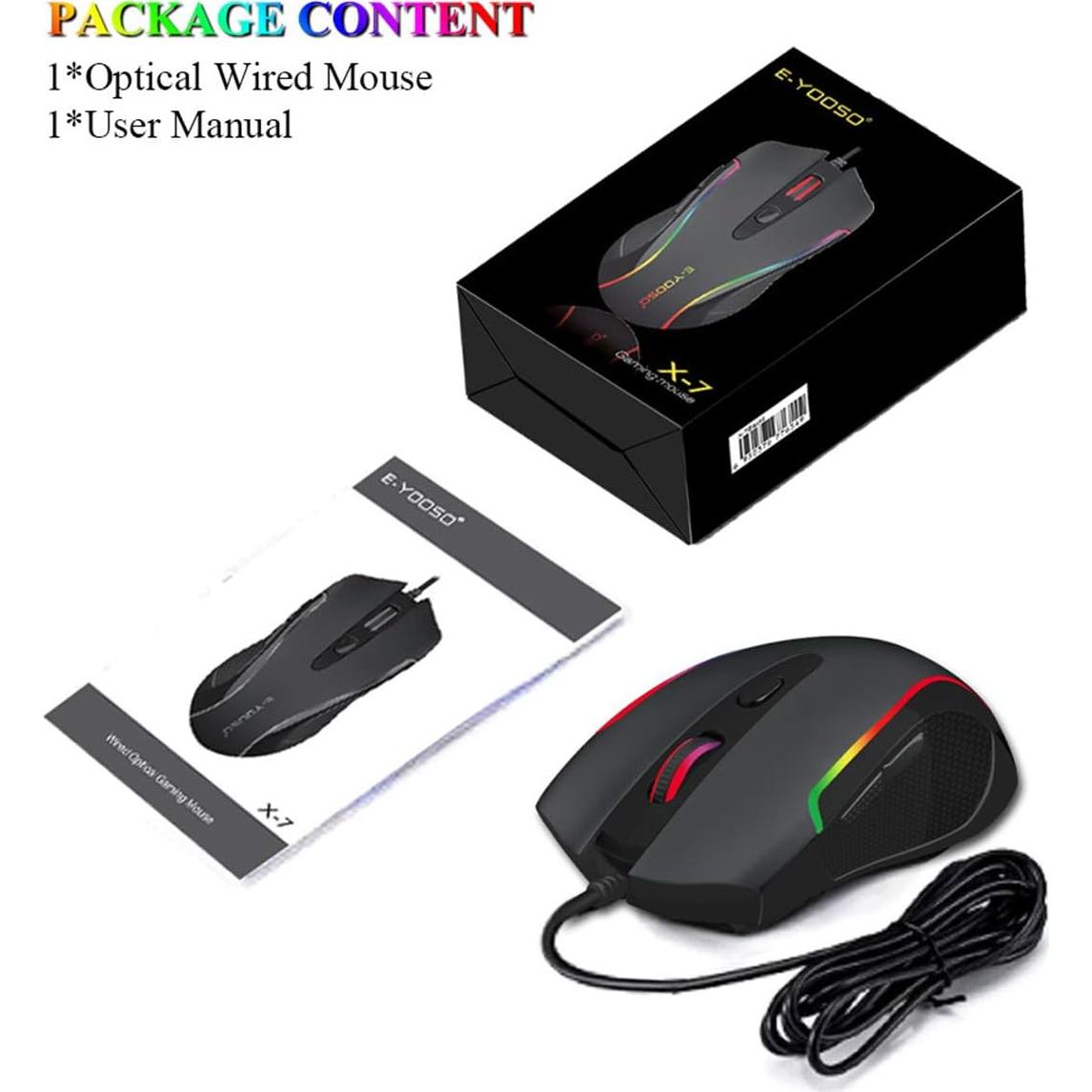 E-YOOSO Ratón Gaming Cableado RGB 6400 DPI 6 Botones