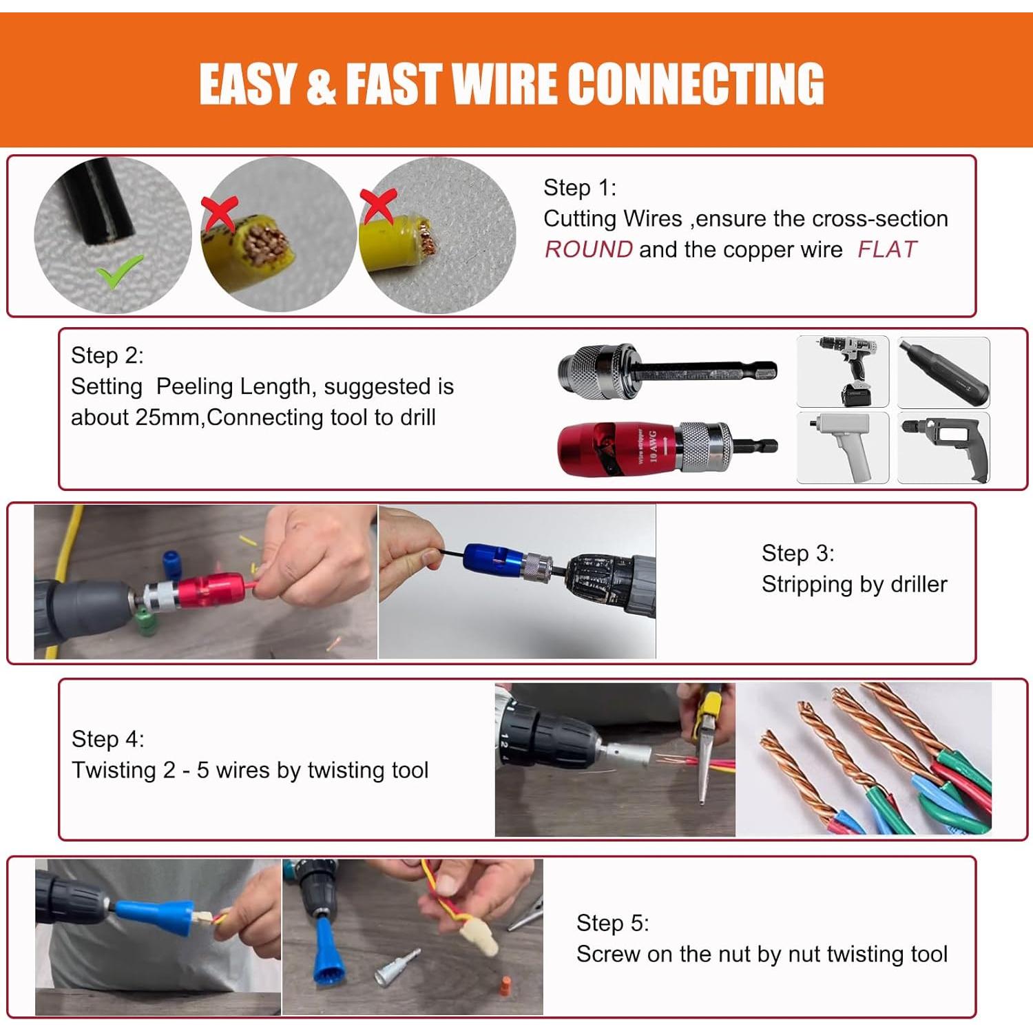 Destripador de Cables para Taladro Ottimoor AWG 14-12-10