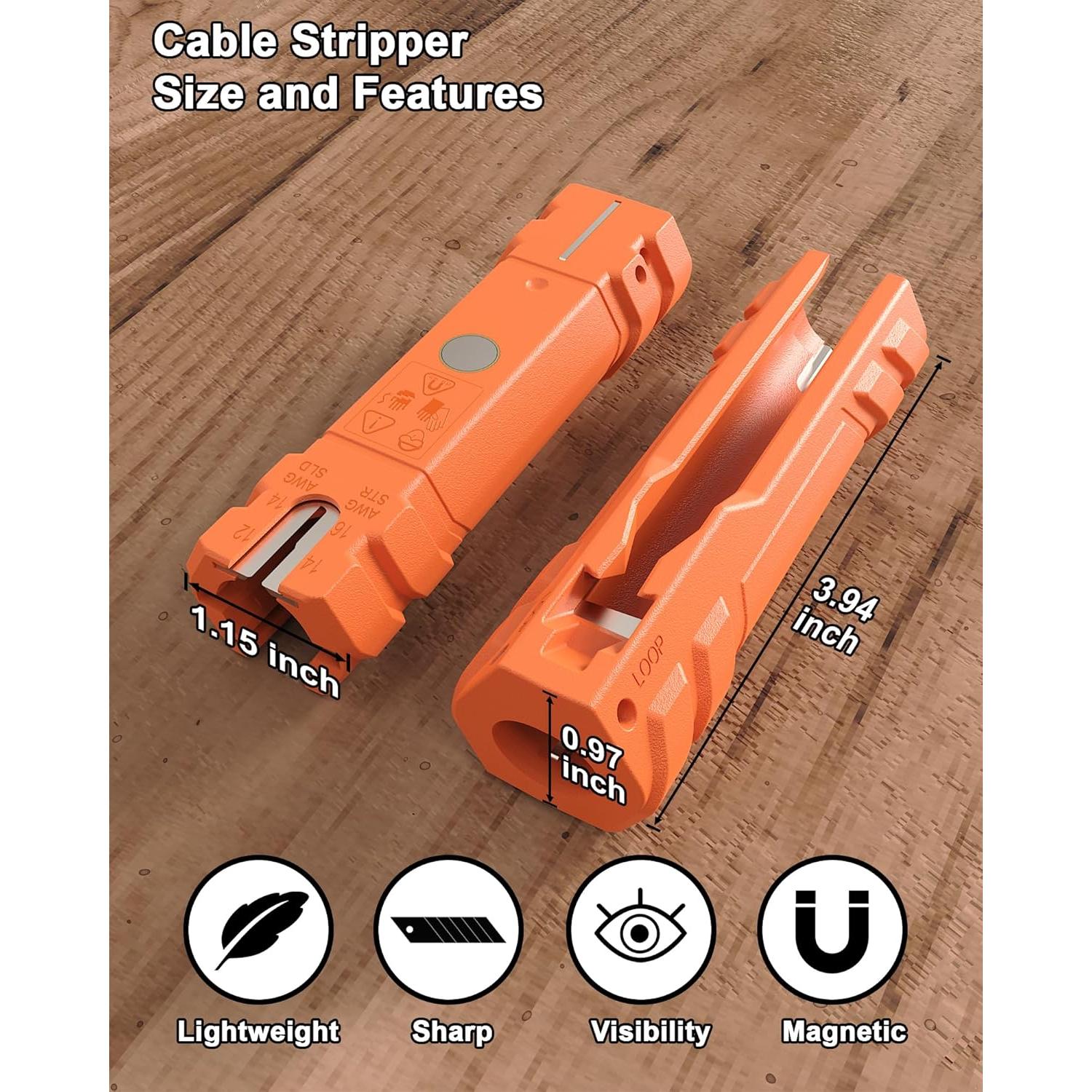 Desforrador de Cables Xiaoqiong 12-14 AWG Naranja Portátil
