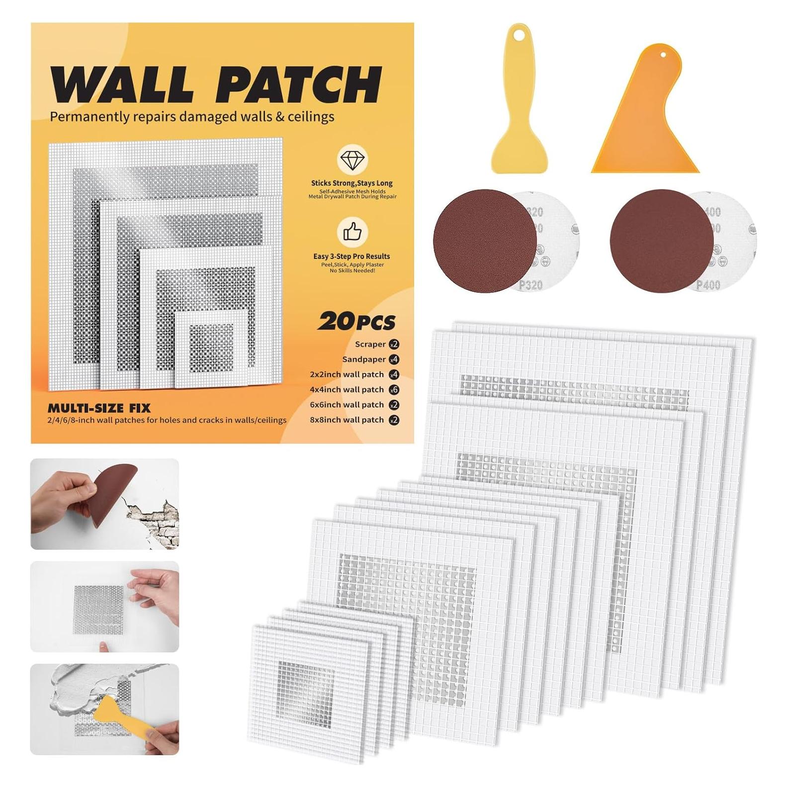 Kit de Parche de Drywall HKING - 20 Piezas, Secado Rápido