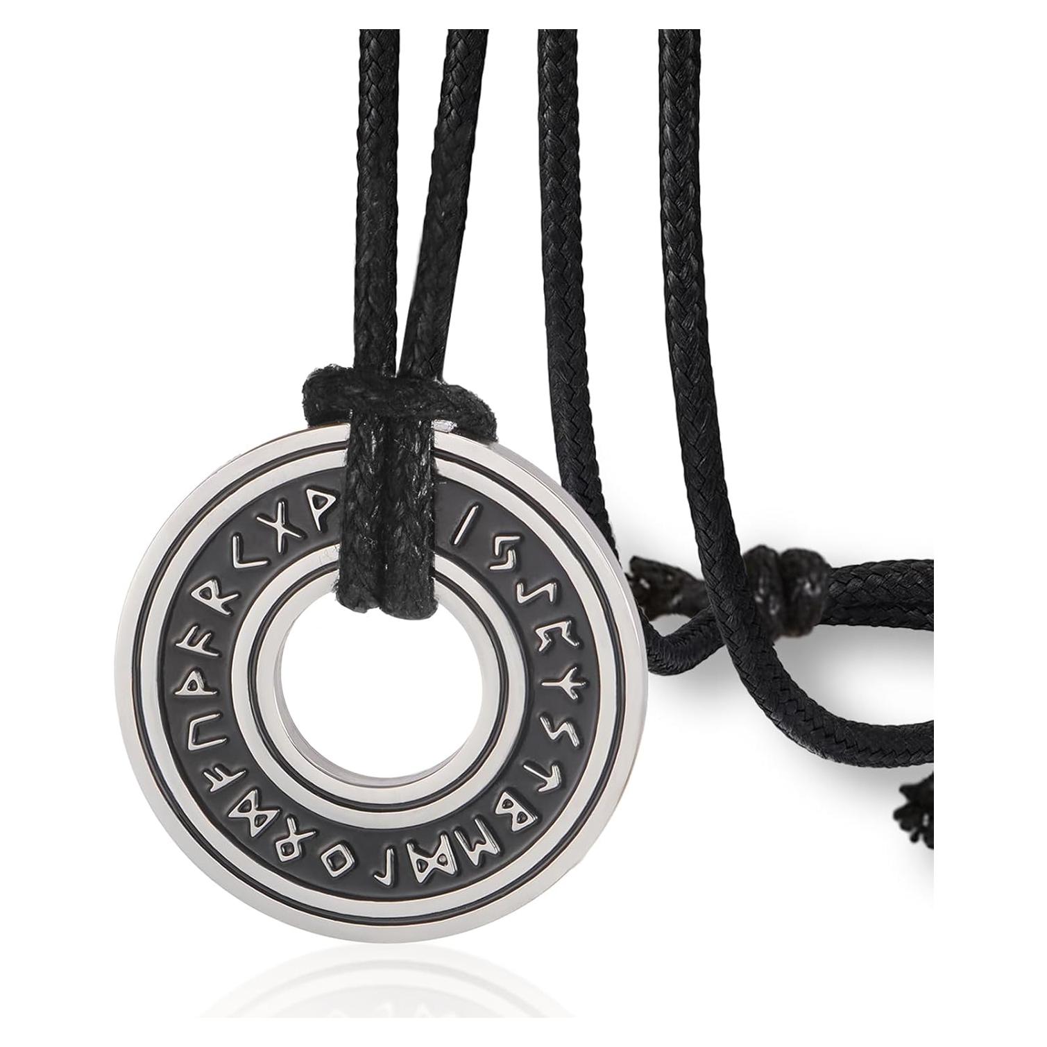 Collar Vikingo VASSAGO de Acero Inoxidable y Cuero Ajustable