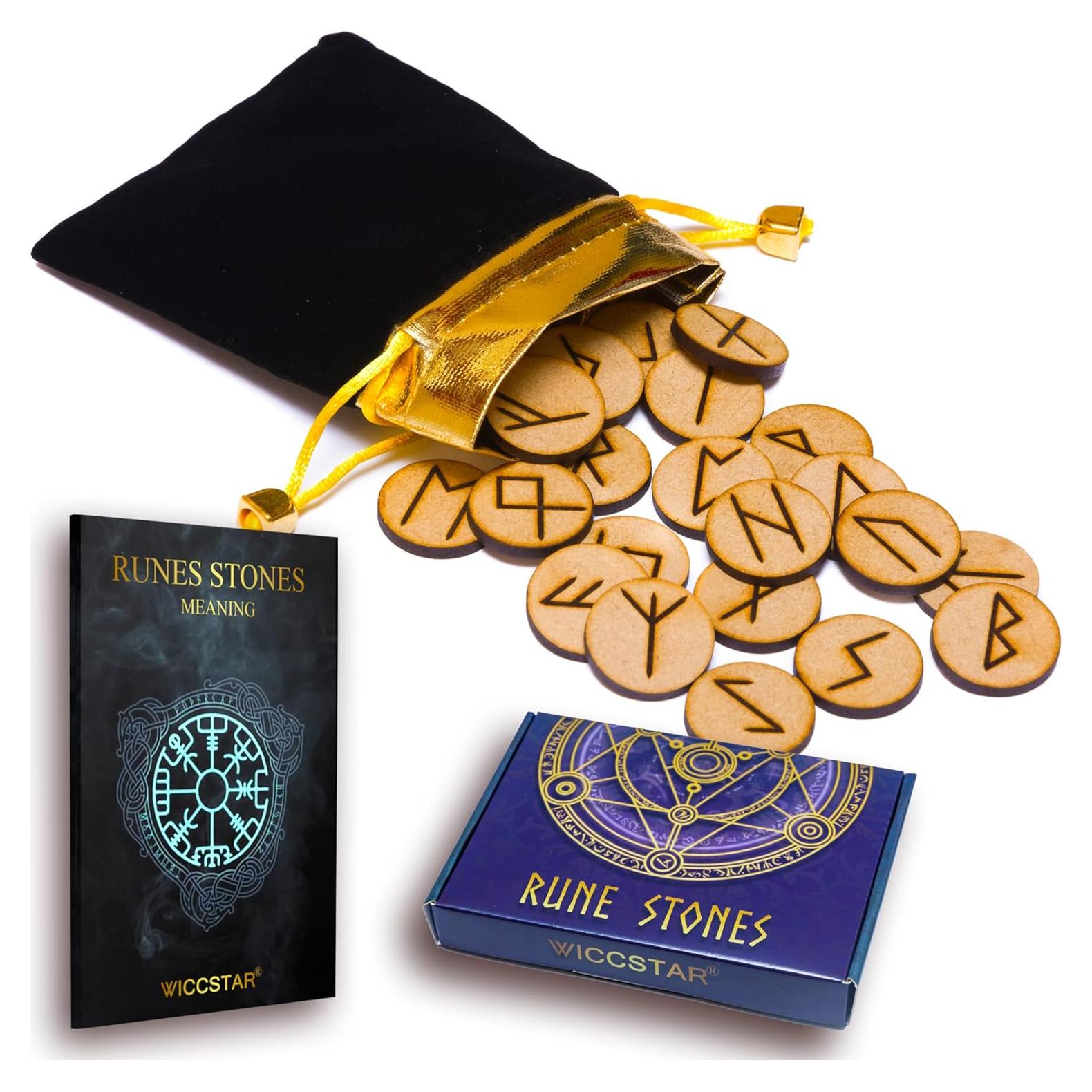 Juego de Piedras Rúnicas Vikingas WICCSTAR con Guía para Principiantes