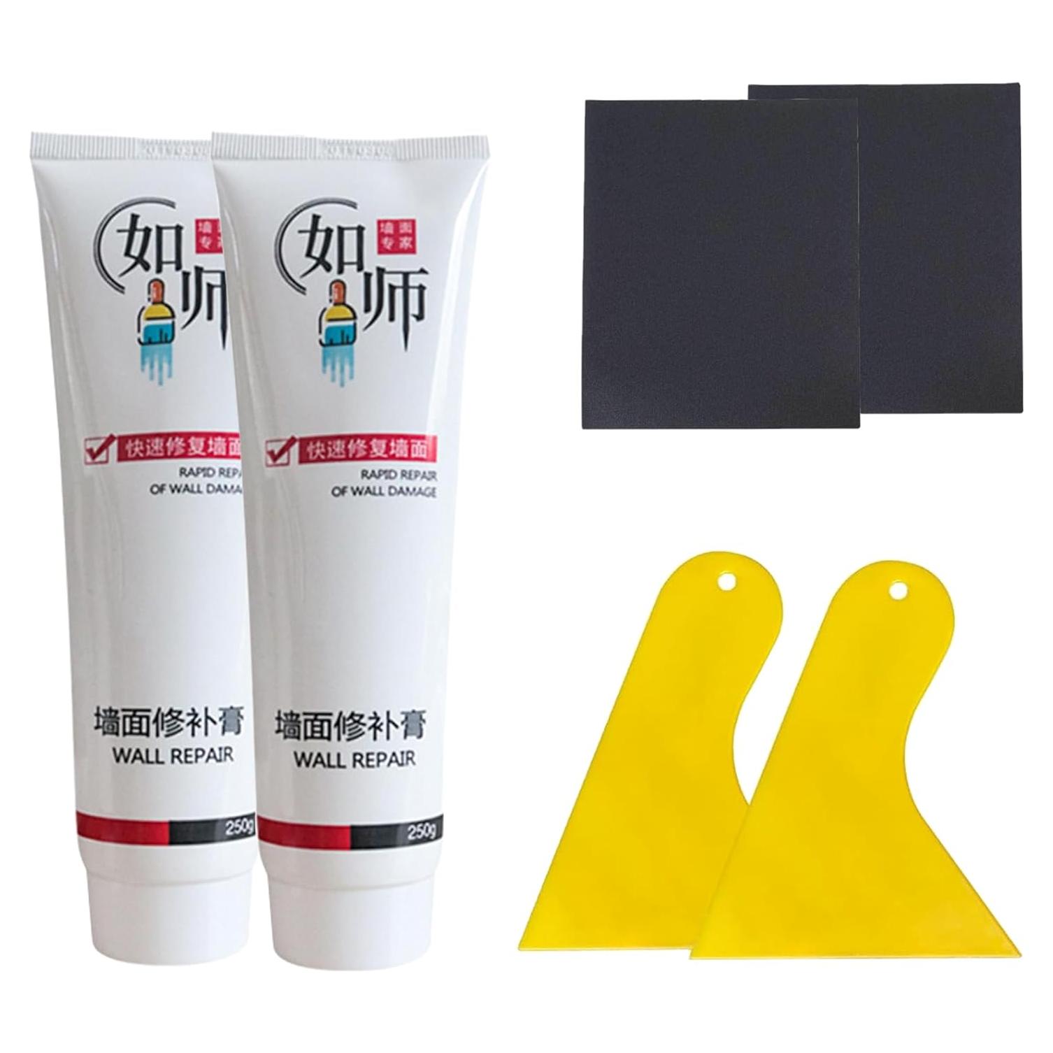 Kit de Reparación de Pared WAURCSY - 2 Agentes 100g y Raspadores