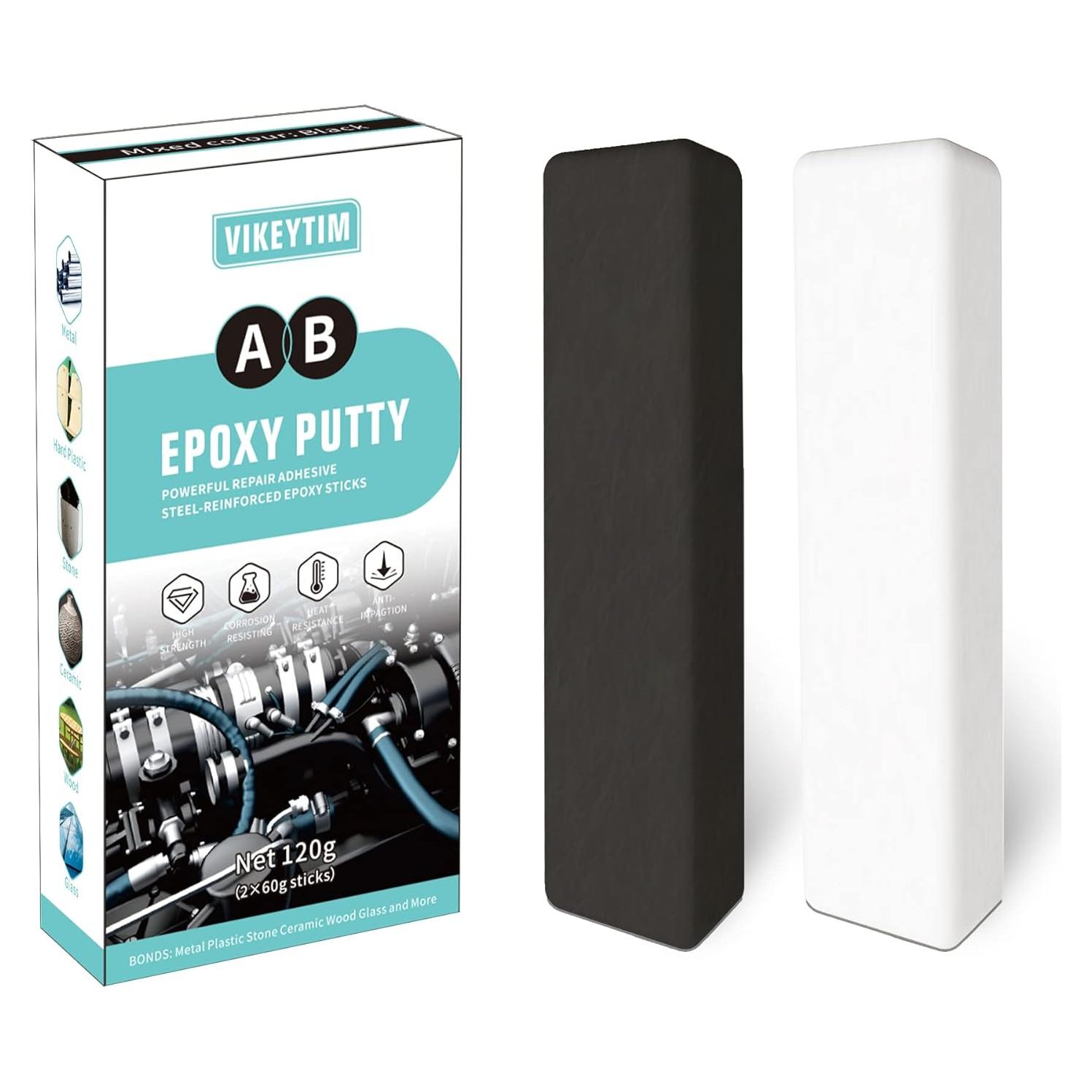 Masilla Epóxica VIKEYTIM 120g Negra, Rápida y Resistente al Agua
