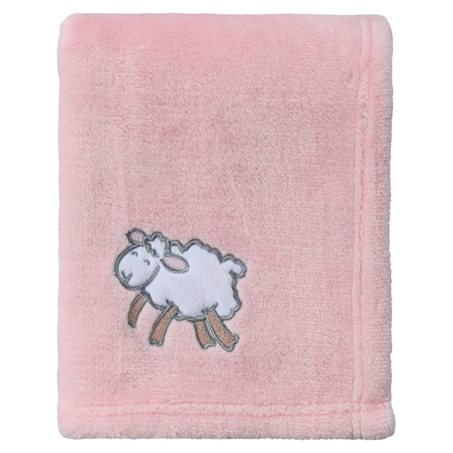 Manta de Felpa CREVENT 76x102 cm Rosa Oveja para Bebé