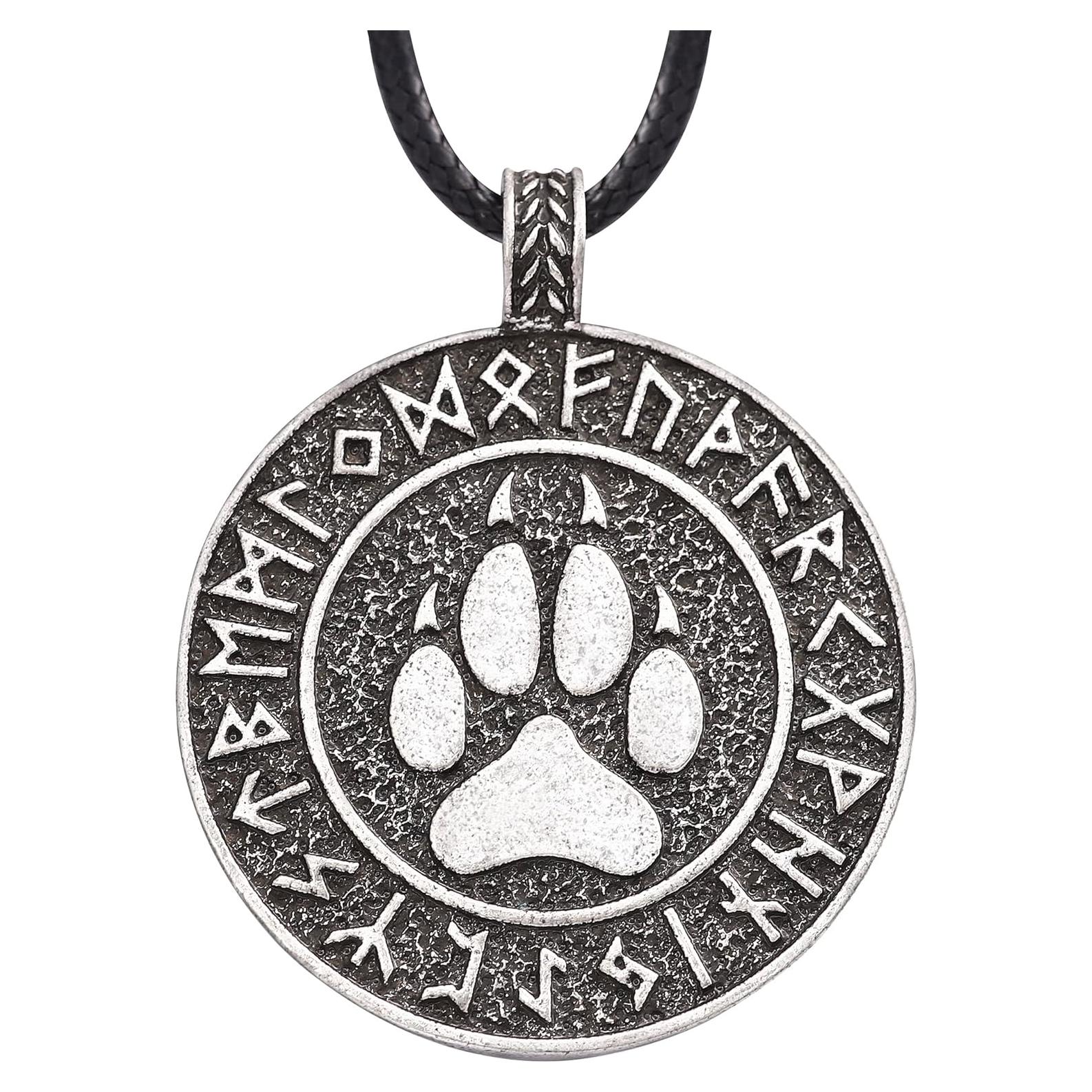 Collar Vikingo HAQUIL con Medallón de Garra de Lobo 35mm