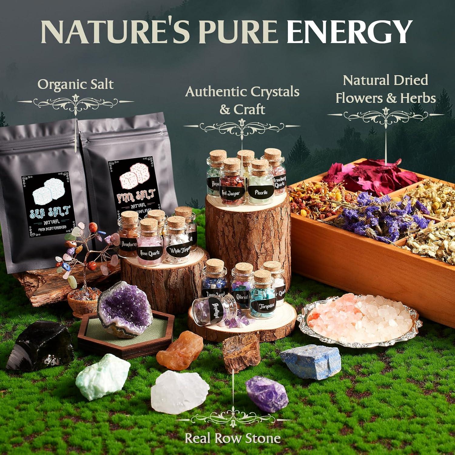 Kit de Hechicería 150 Piezas SHYSHINY - Hierbas, Cristales y Velas