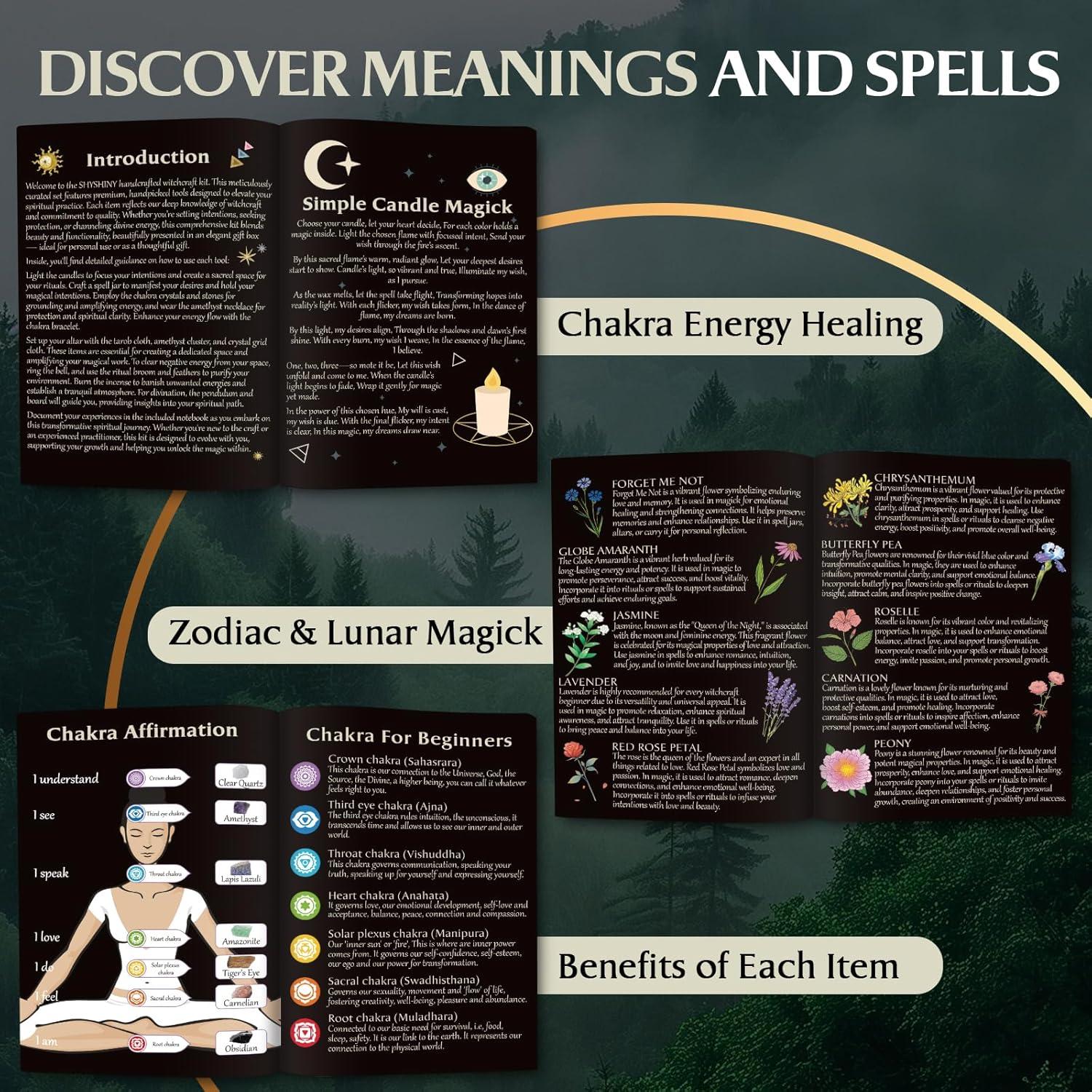Kit de Hechicería 150 Piezas SHYSHINY - Hierbas, Cristales y Velas