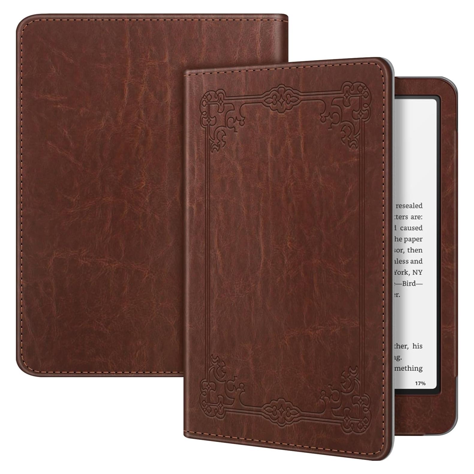 Funda Fintie para Kindle Paperwhite 12ª/11ª Gen 2024/2021 - Cuero Vegano Marrón