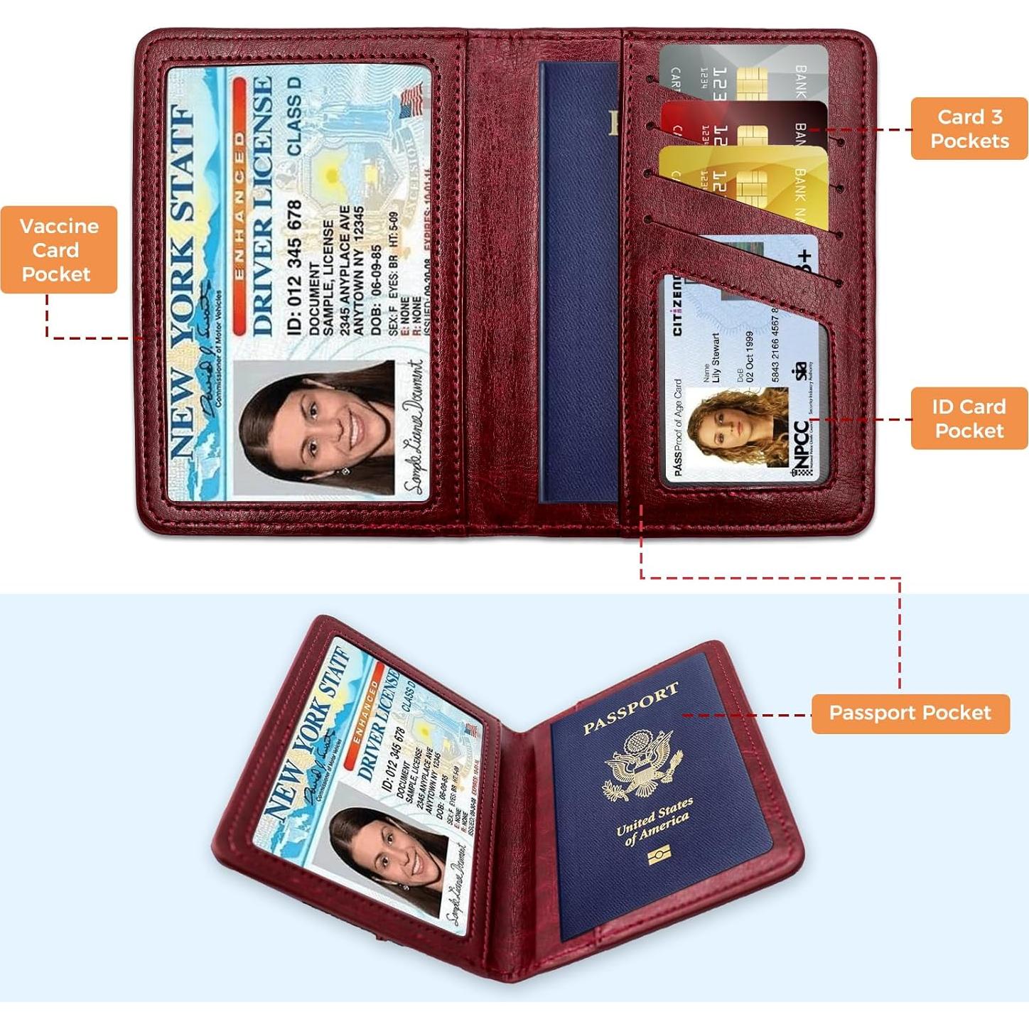 Portafolio de Pasaporte Cartera RFID Cuero PU Marrón
