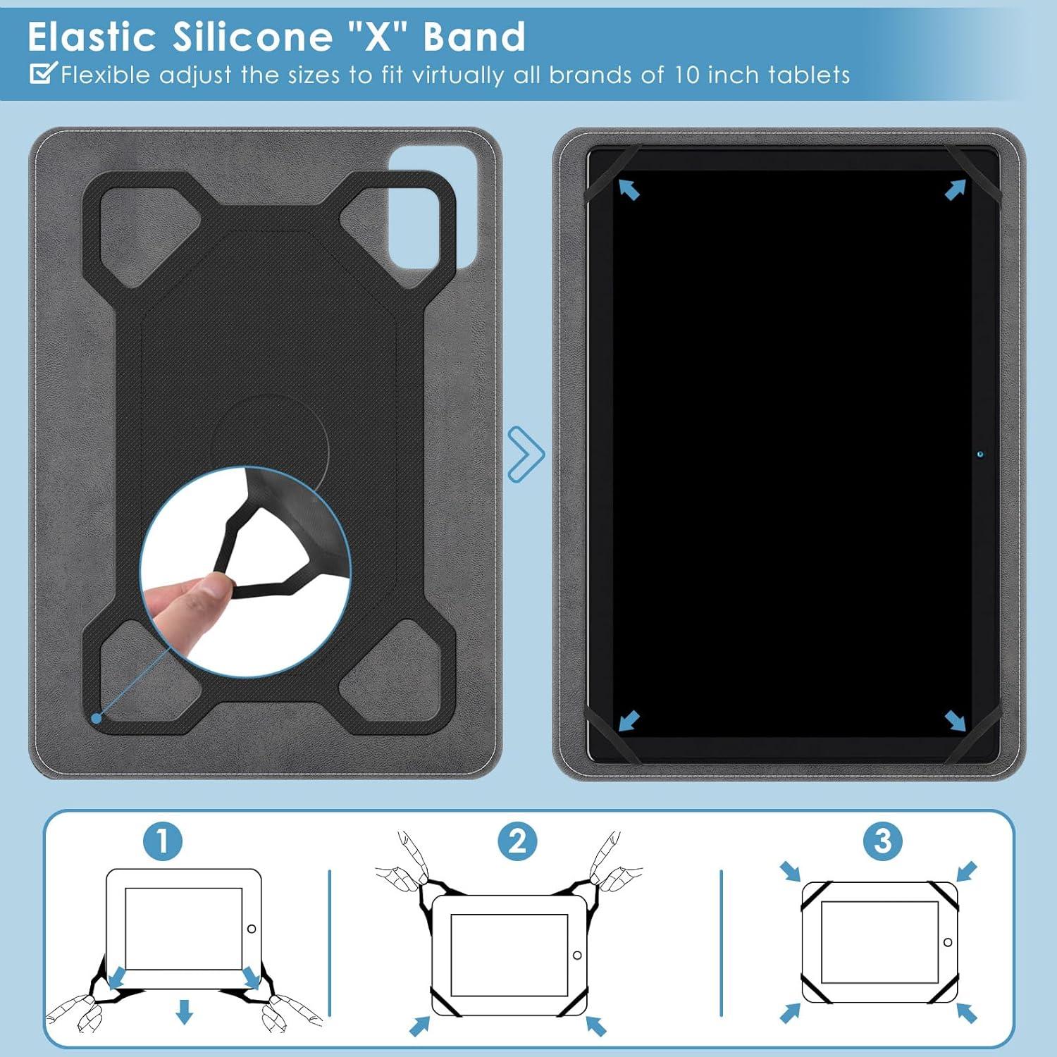 Funda Universal para Tableta 10.1" DETUOSI - Cuero, 3 Ranuras