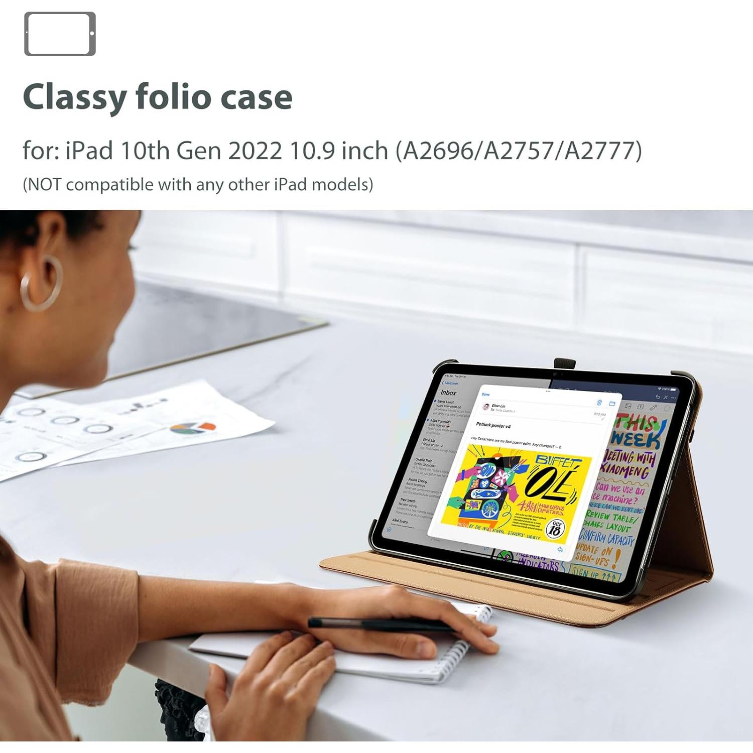 Funda ProCase para iPad 11"/10.9" 2025/2022 - Cuero Marrón
