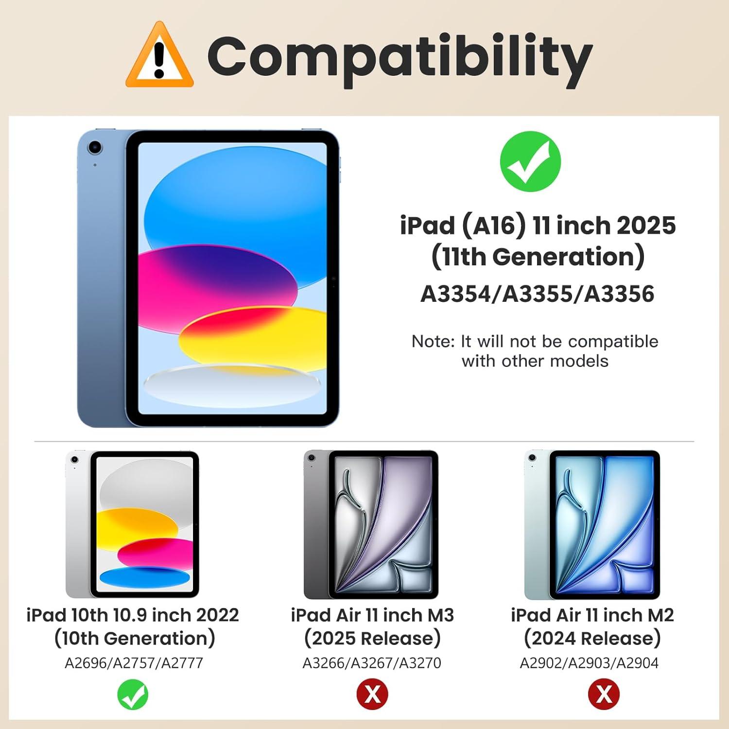 Funda MoKo para iPad 11" A16/10ª Gen 2025/2022, Cuero Negro