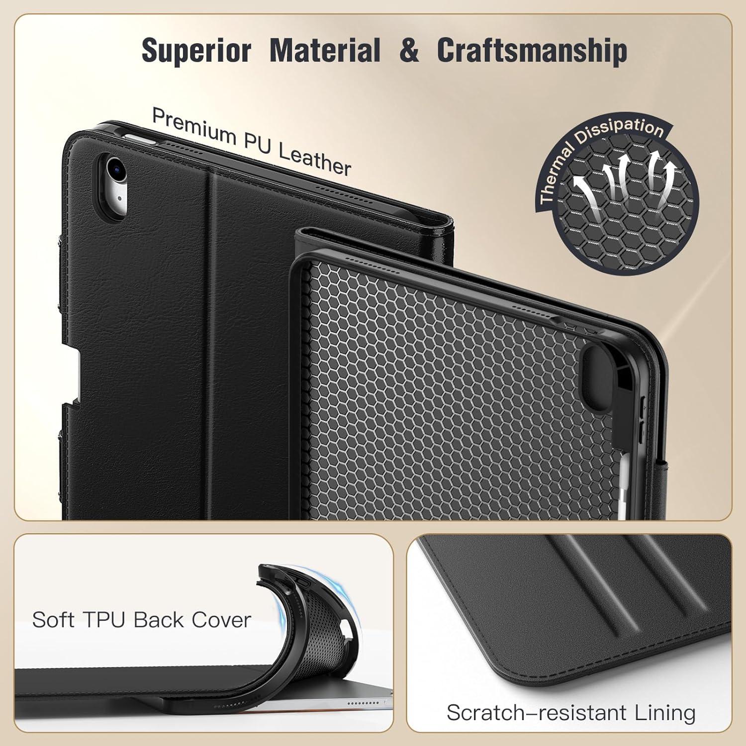 Funda MoKo para iPad 11" A16/10ª Gen 2025/2022, Cuero Negro