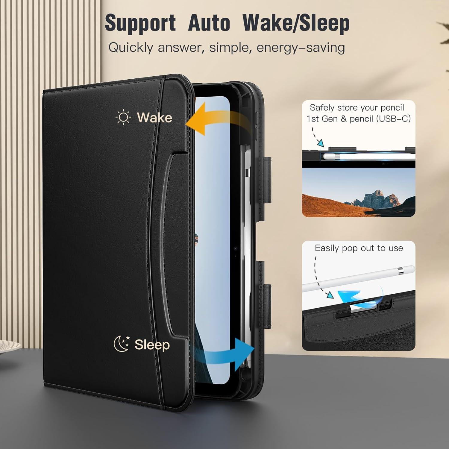 Funda MoKo para iPad 11" A16/10ª Gen 2025/2022, Cuero Negro