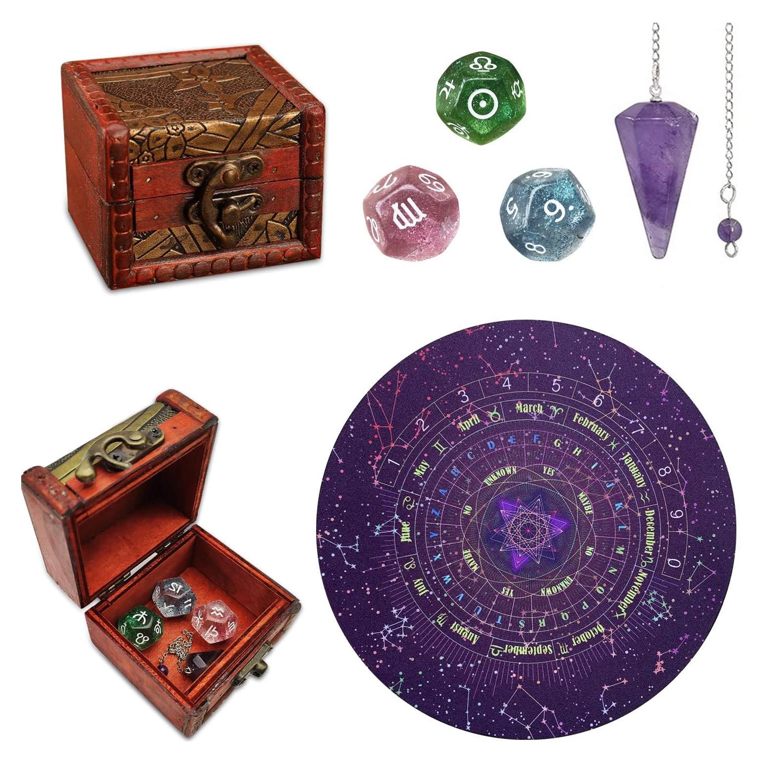 Juego de Adivinación Knana con Péndulo y Dados de Tarot