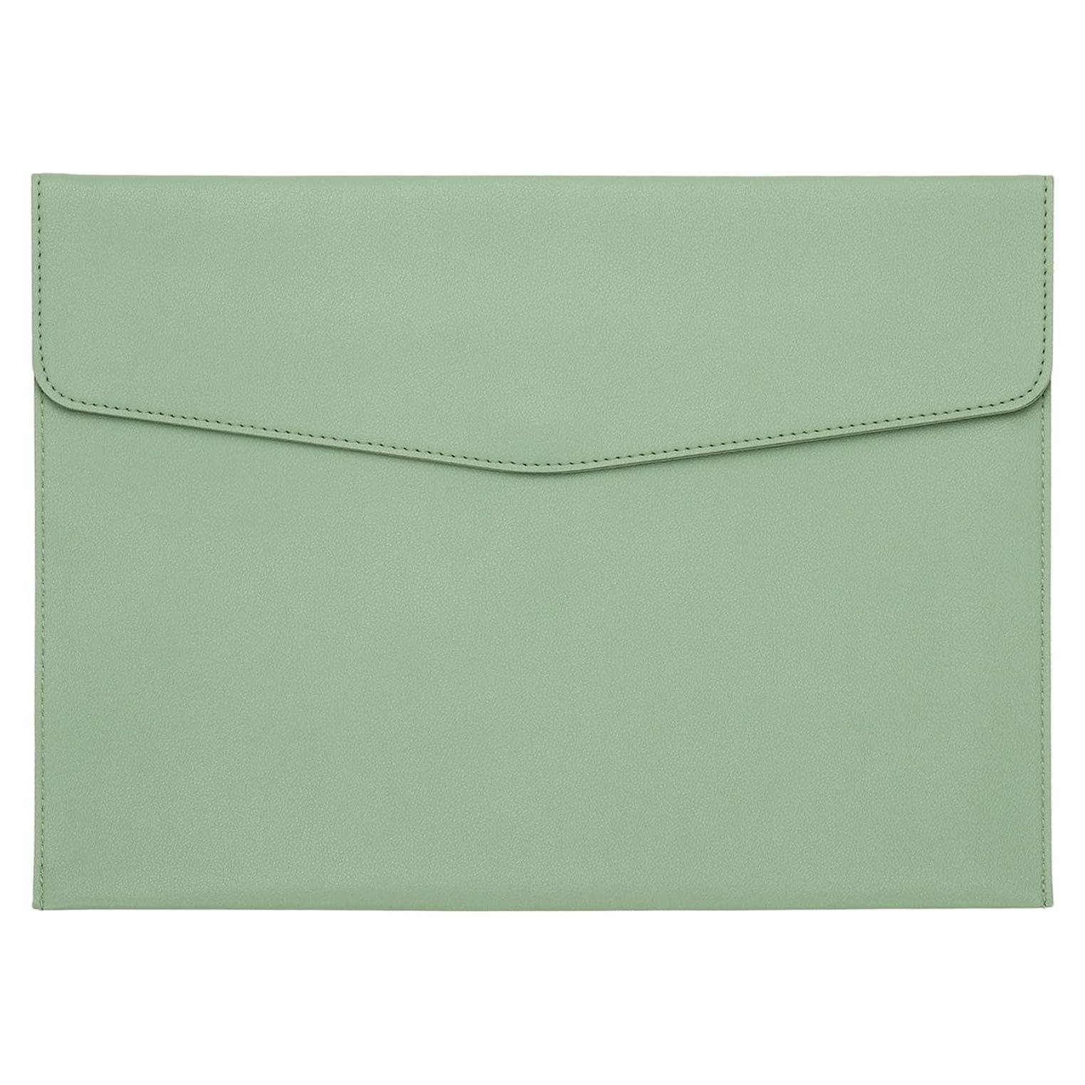 Carpeta de Cuero PU PATIKIL A4 Verde con Cierre a Presión