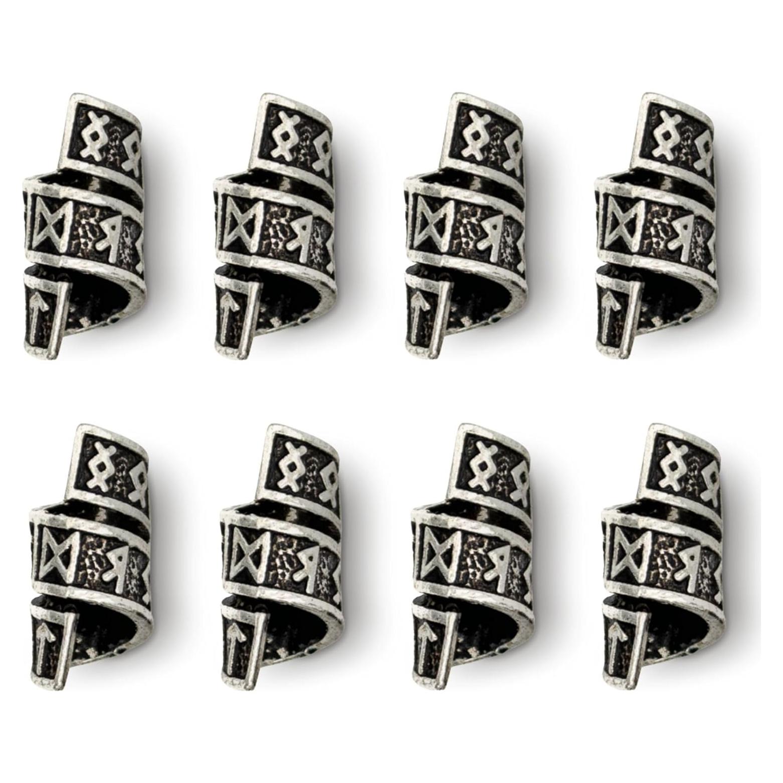 Juego de Anillos para Barba Vikinga - 8 Anillos Nórdicos