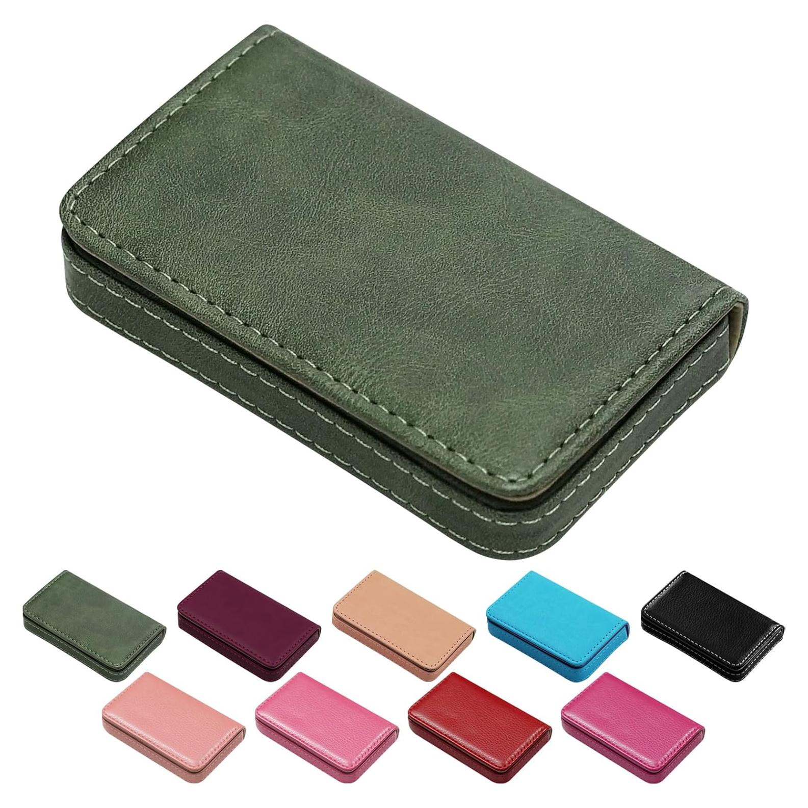 Soporte de Tarjetas de Crédito Magnético PU Verde Oscuro