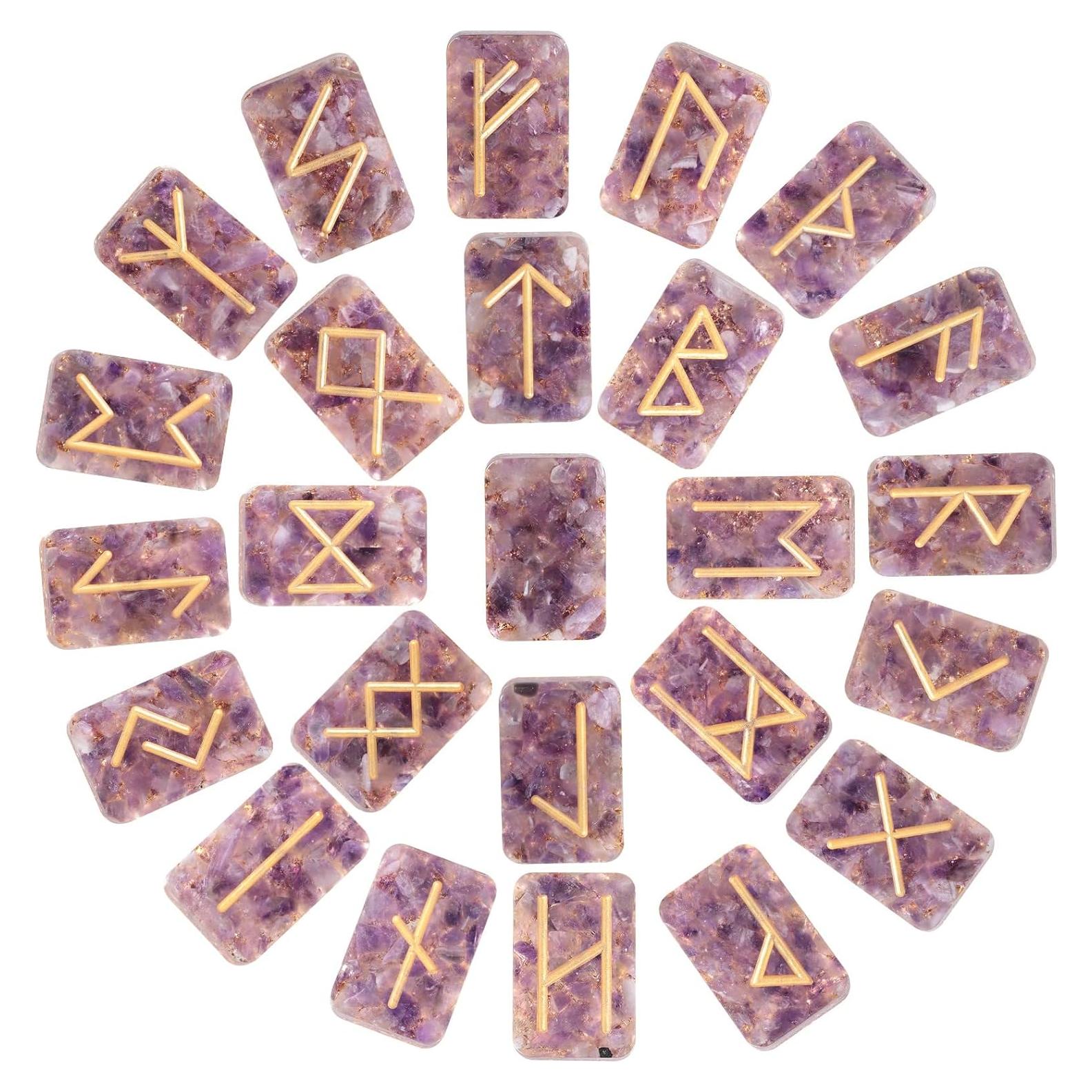 Juego de Runas Vikingas SUNYIK 25PCS Amatista Wicca