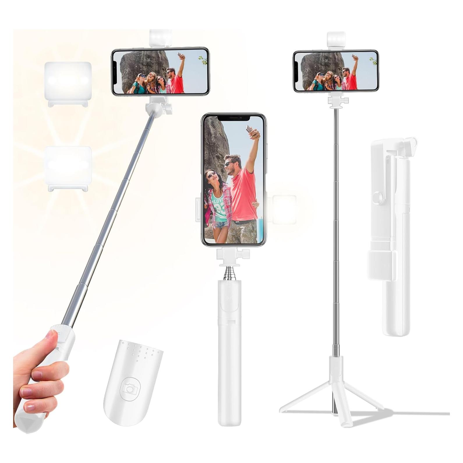 Trípode Selfie Bollove Retráctil 101.6 cm con Luz y Control Remoto