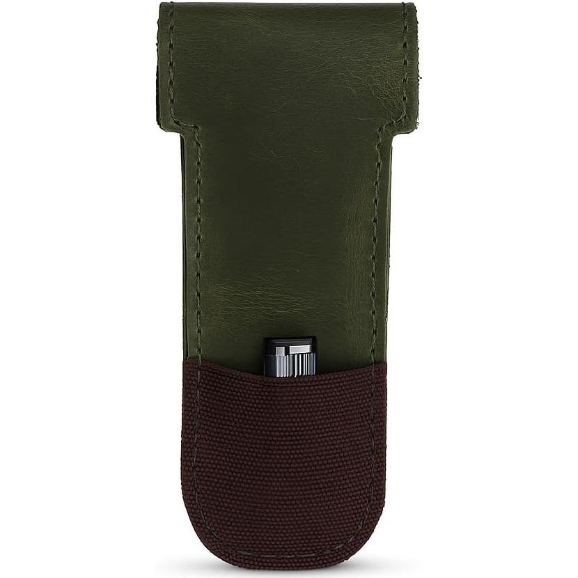 Estuche de Cuero de Grano Completo PavinCrafter Verde para Maquinilla