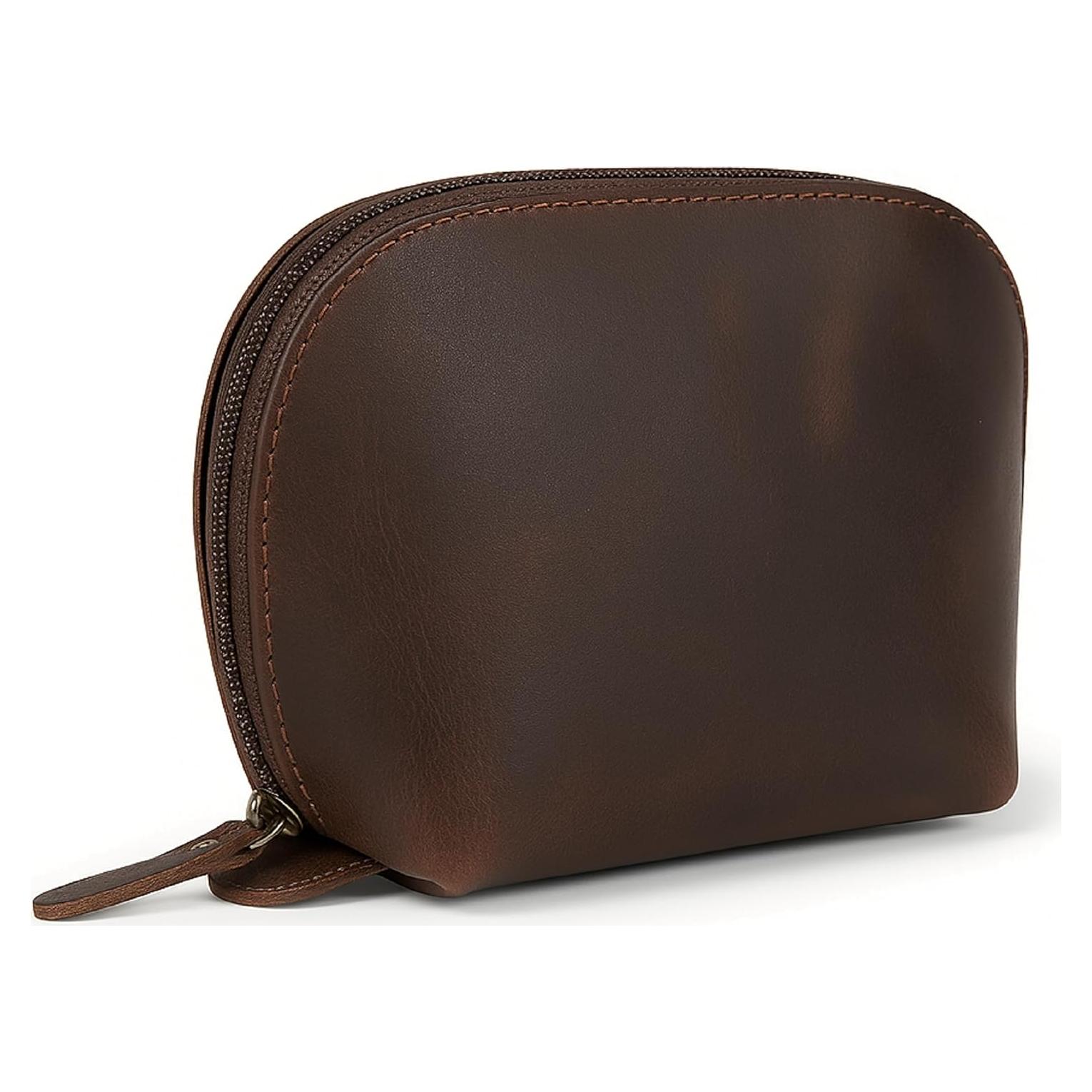 Estuche Cosmético de Cuero Genuino The Antiq Marrón 22.86x15.24cm