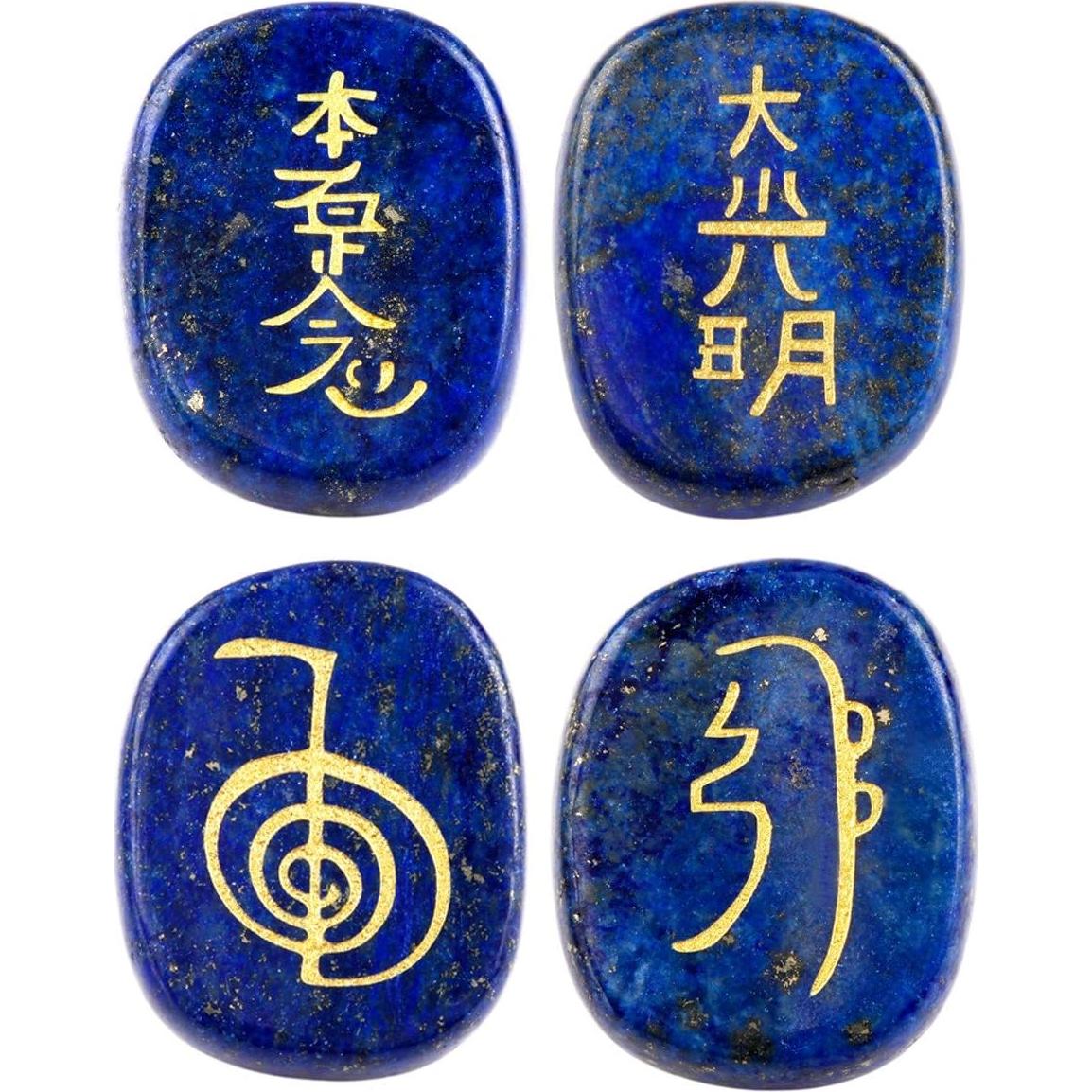 Paquete de 2 Artículos: 4 Piedras de Chakra y 25 Runas de Obsidiana