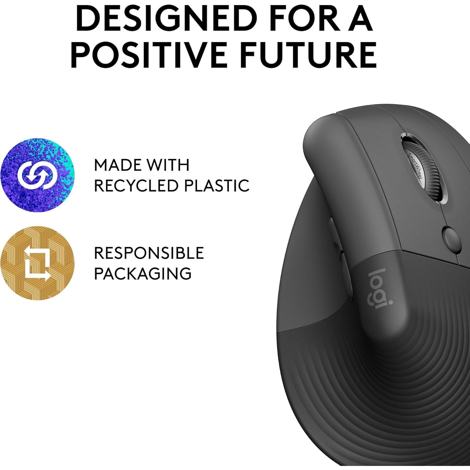 Logitech Lift Ratón Ergonómico Vertical Inalámbrico Grafito