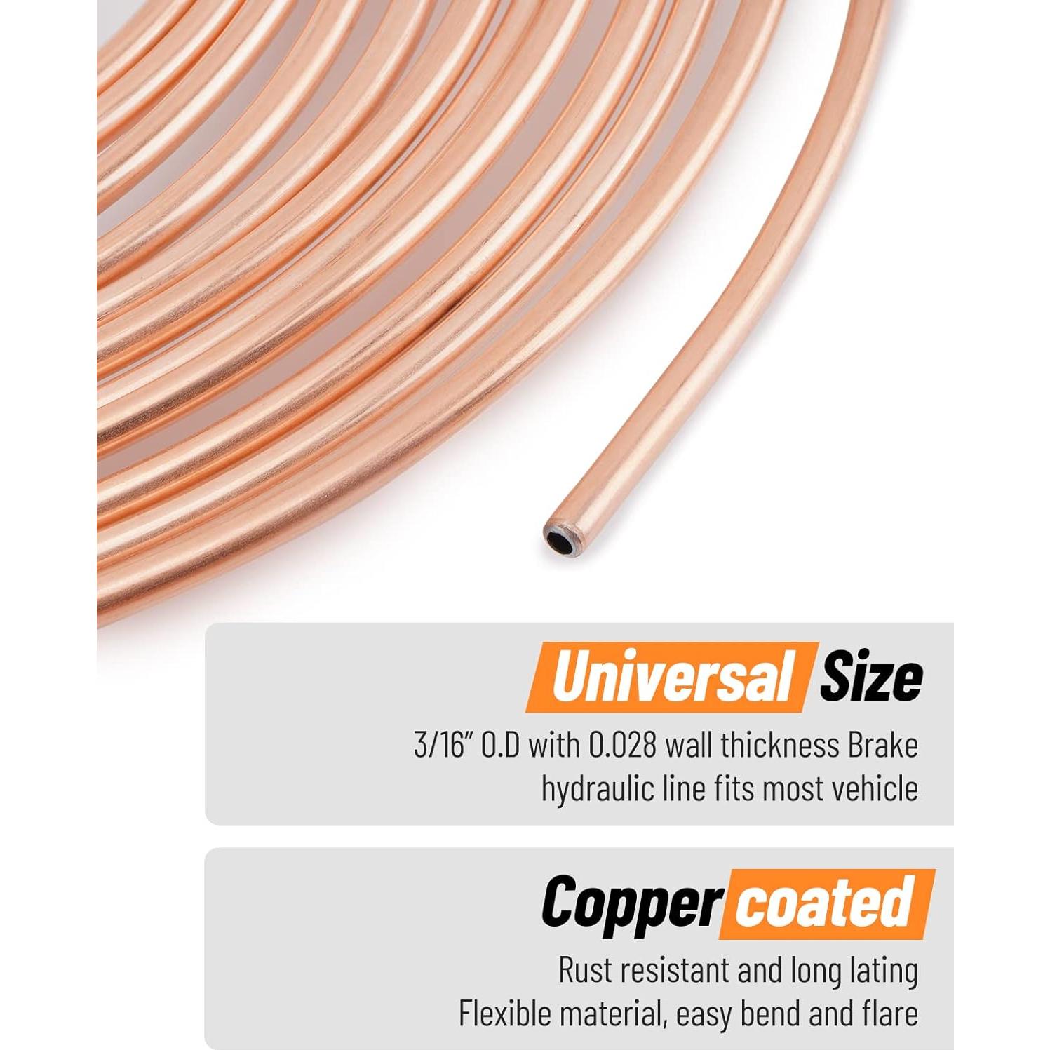 Kit de Línea de Freno Racewill 7.62m 3/16" Cobre + Herramientas