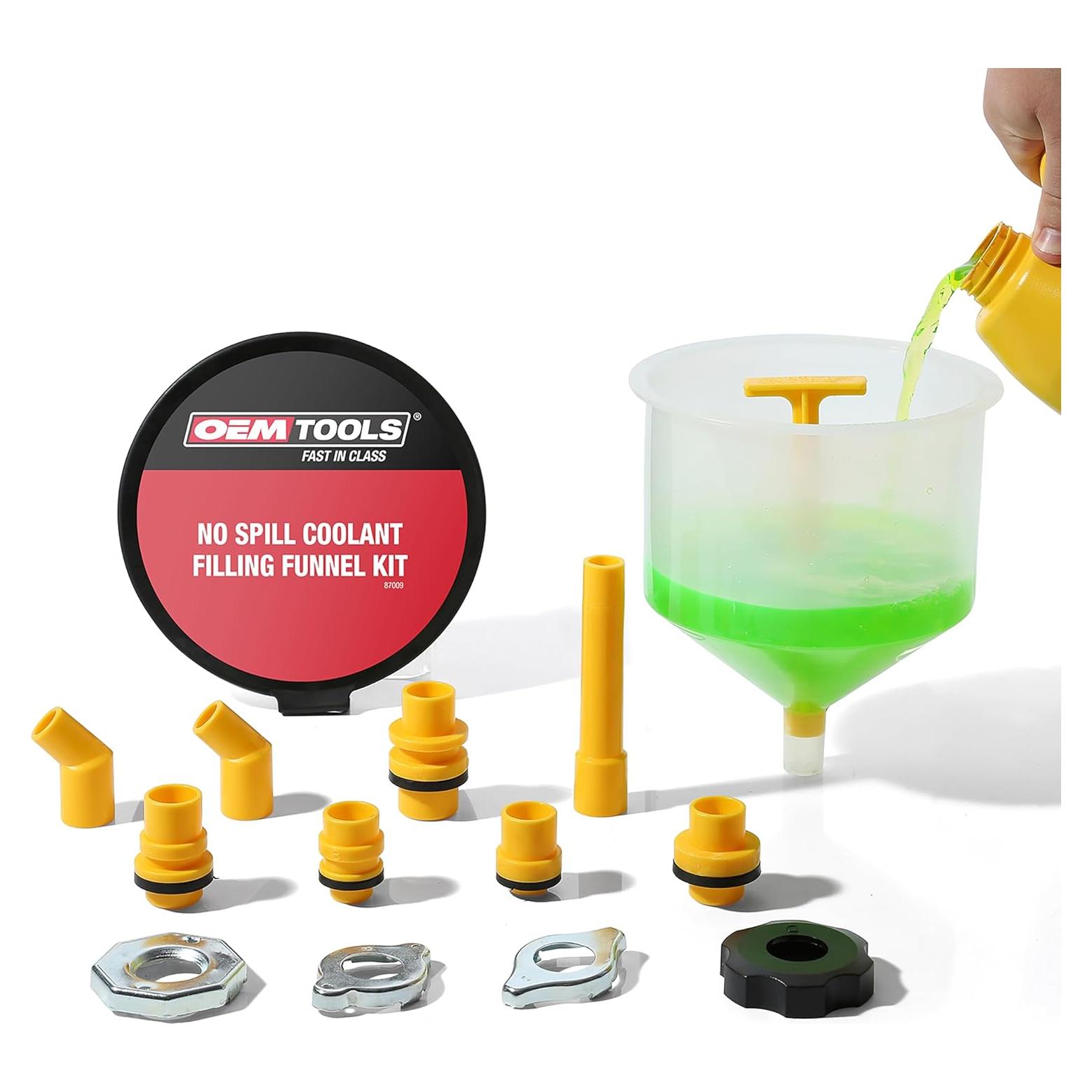 Kit de embudo de refrigerante sin derrames OEMTOOLS 15 piezas