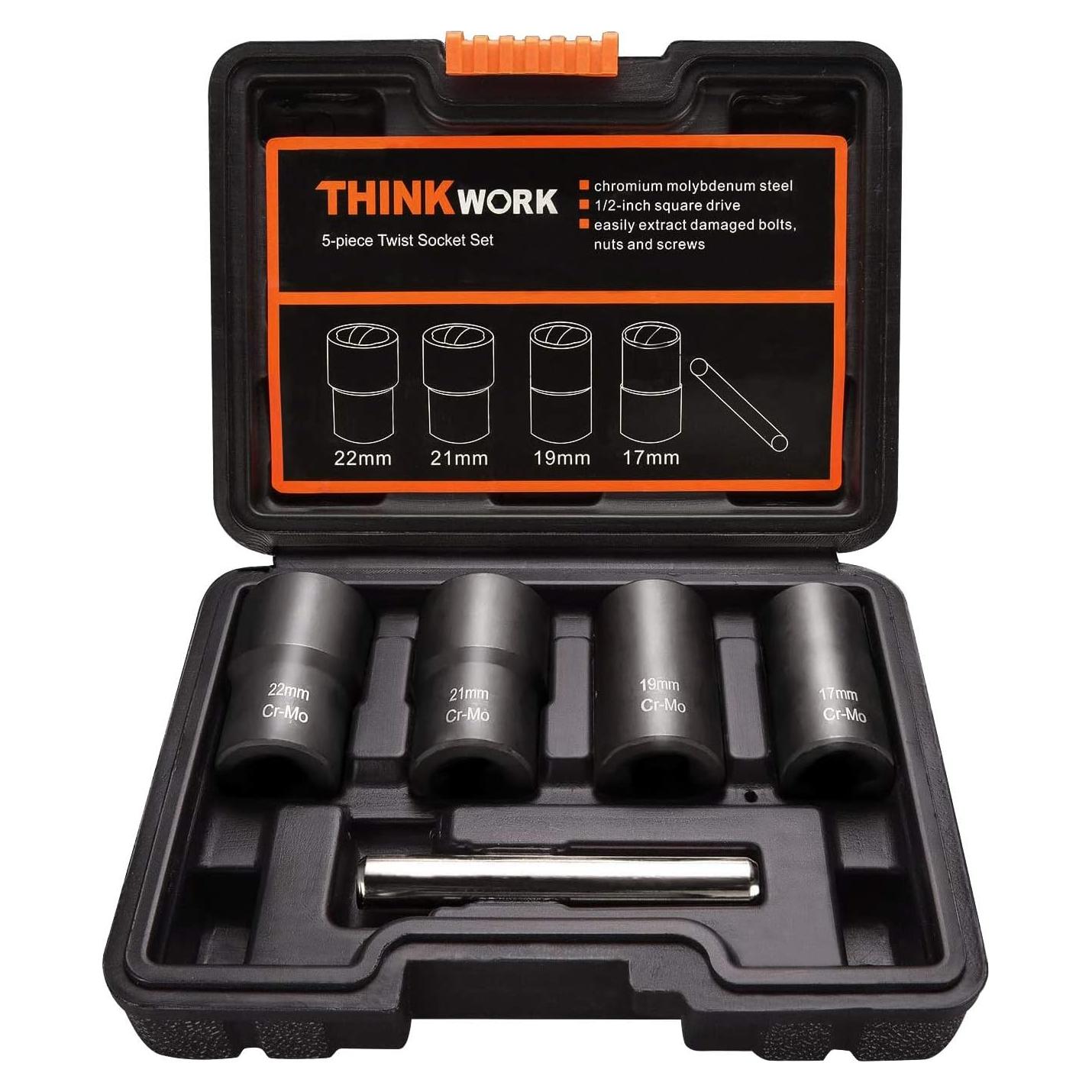 Kit de Extracción de Tuercas THINKWORK 5 Piezas 1/2"