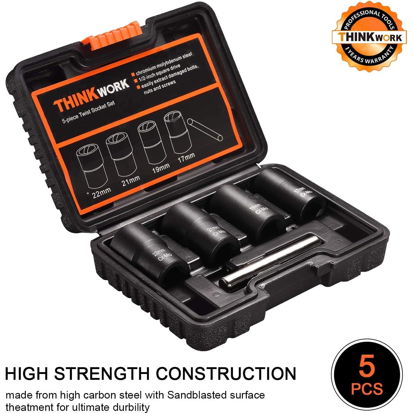 Kit de Extracción de Tuercas THINKWORK 5 Piezas 1/2"