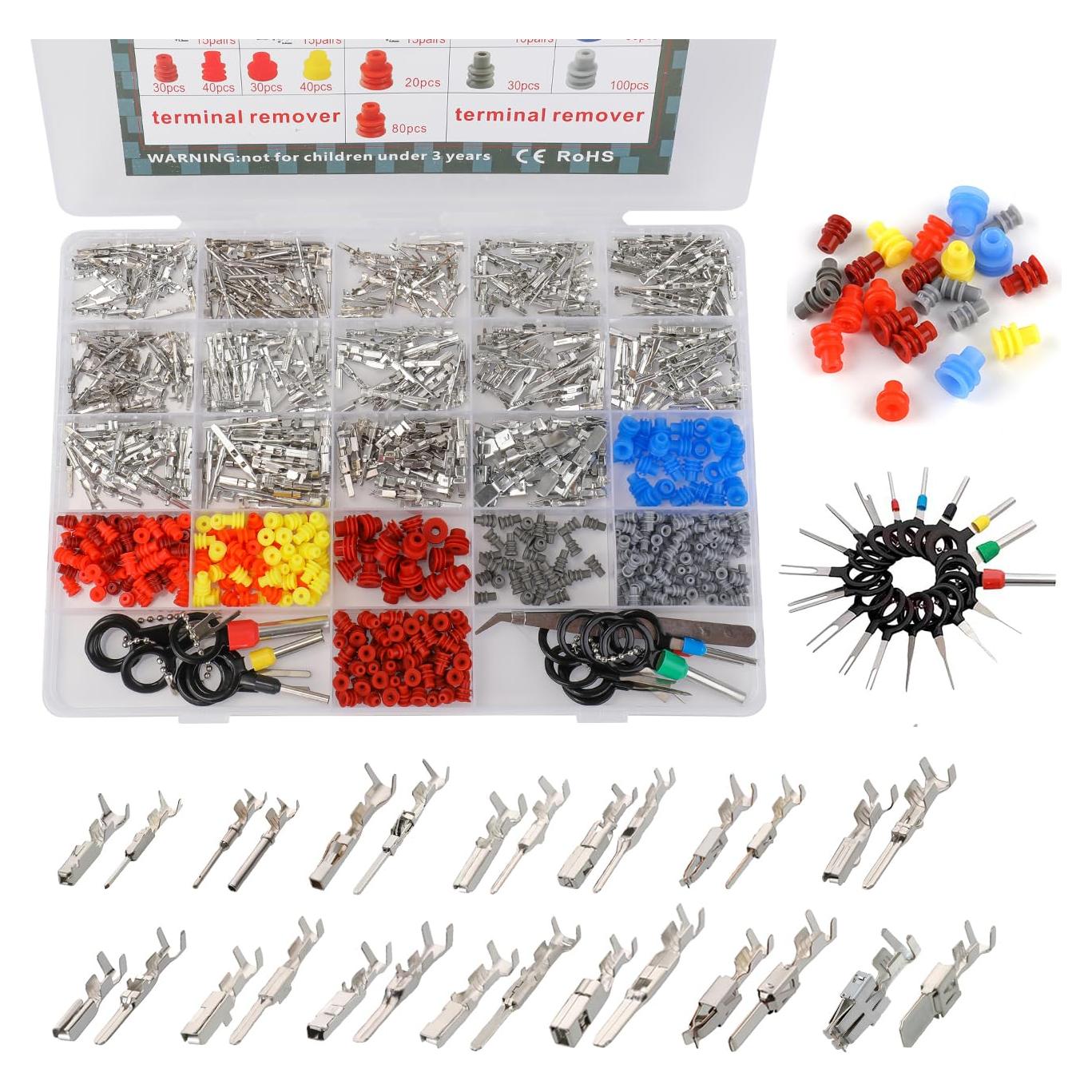 Kit de Terminales Eléctricos Automotrices AYZAR 830Pcs 28 Valores