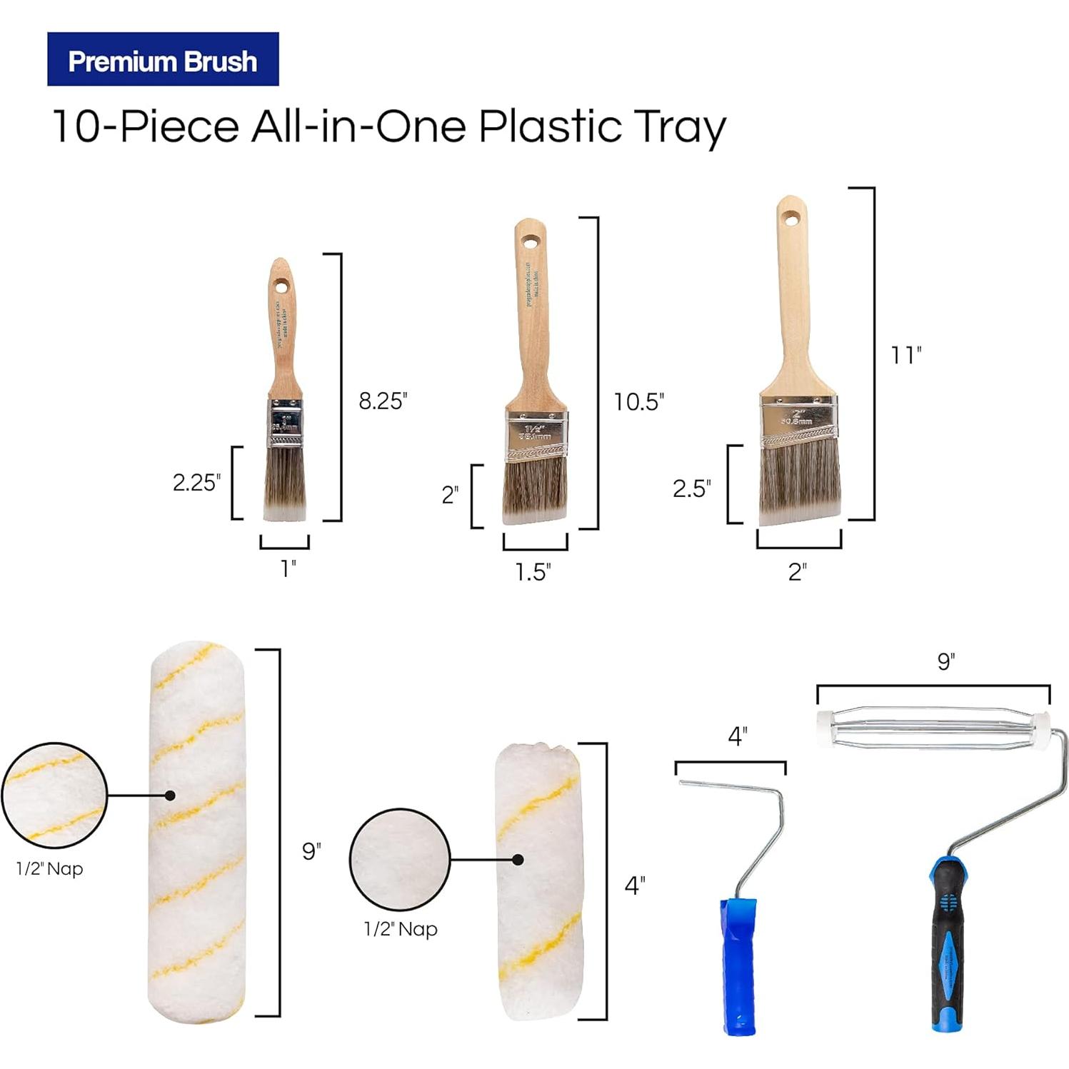 Kit de Pintura Pro Grade 10 Piezas - Rodillos y Brochas