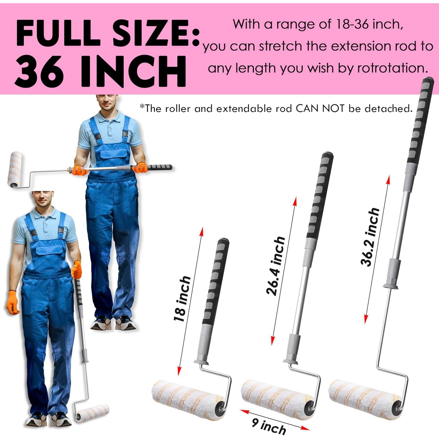 Kit de rodillos de pintura ajustable PinStone 6 piezas 9"