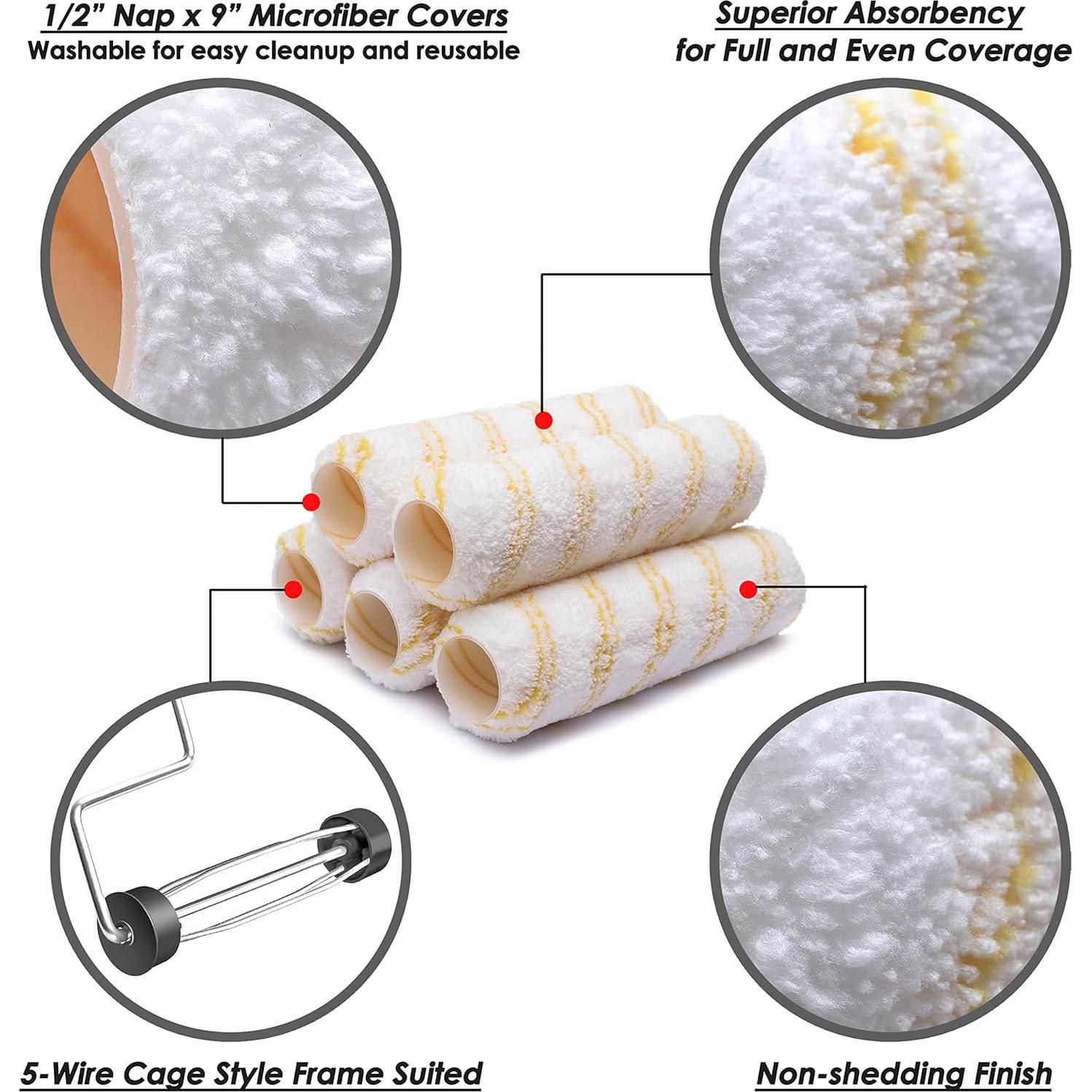 Kit de rodillos de pintura ajustable PinStone 6 piezas 9"