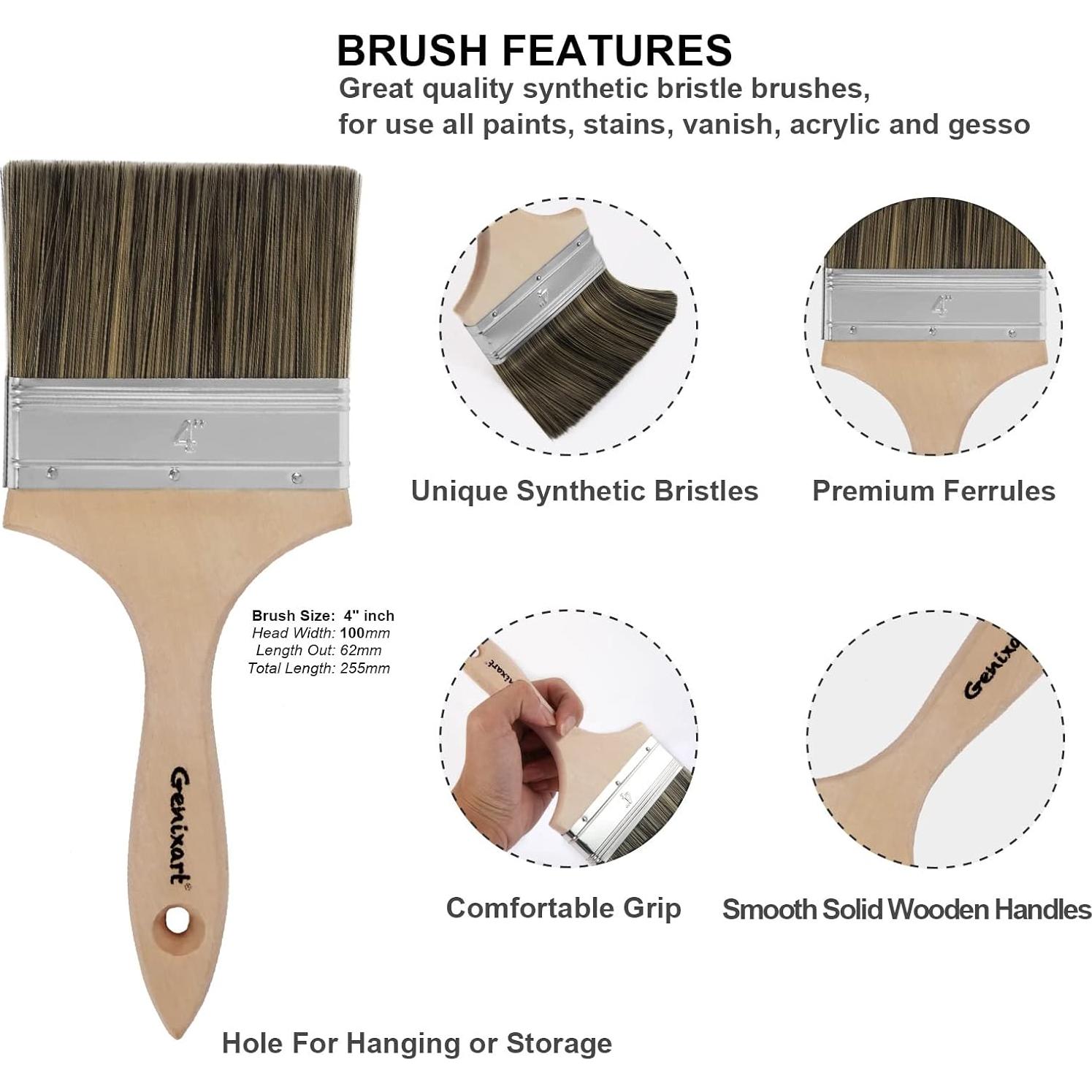 Brocha de Chip Doble Grueso Genixart 10 cm para Pintura