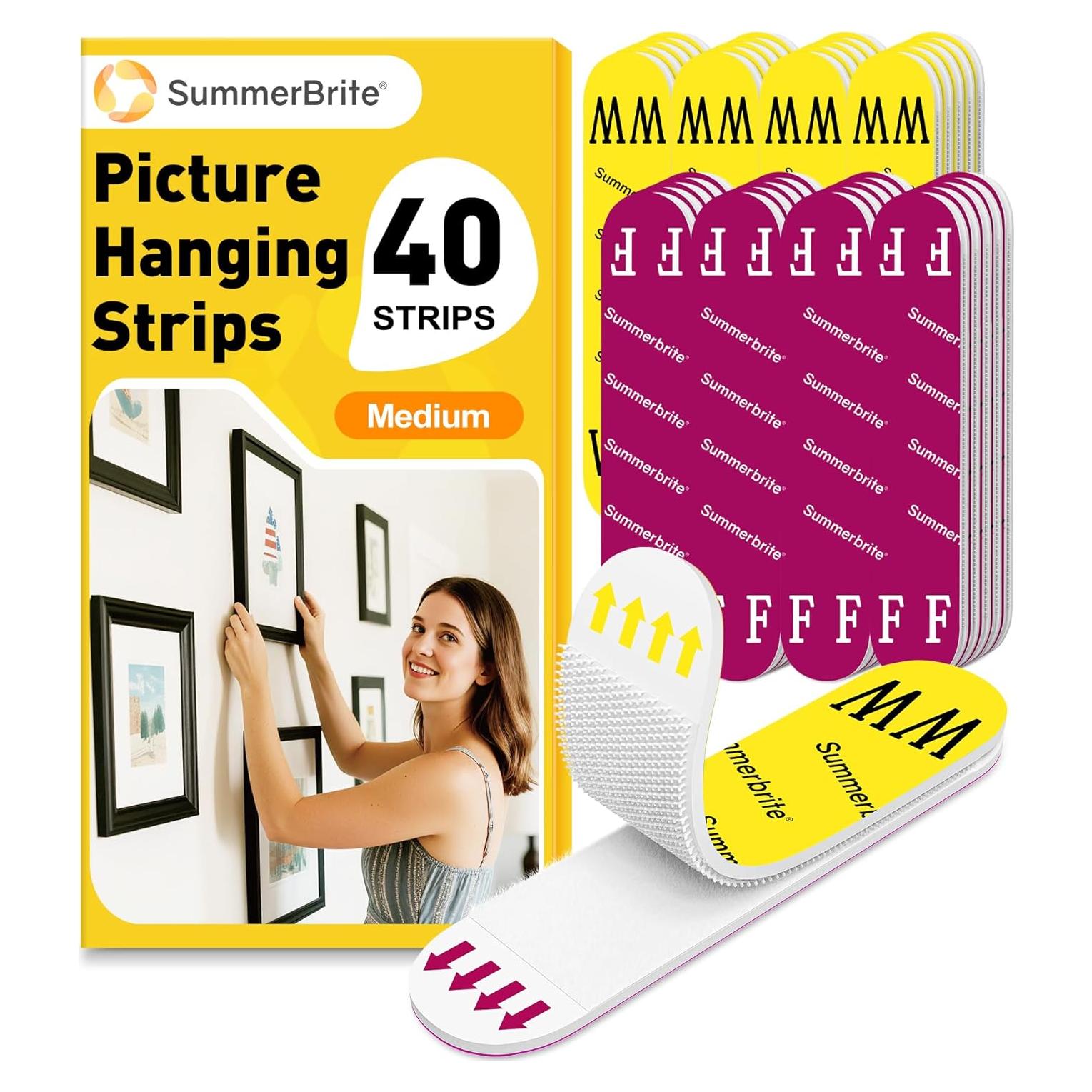 Tiras Adhesivas para Colgar Cuadros SummerBrite - 40 Tiras Medianas