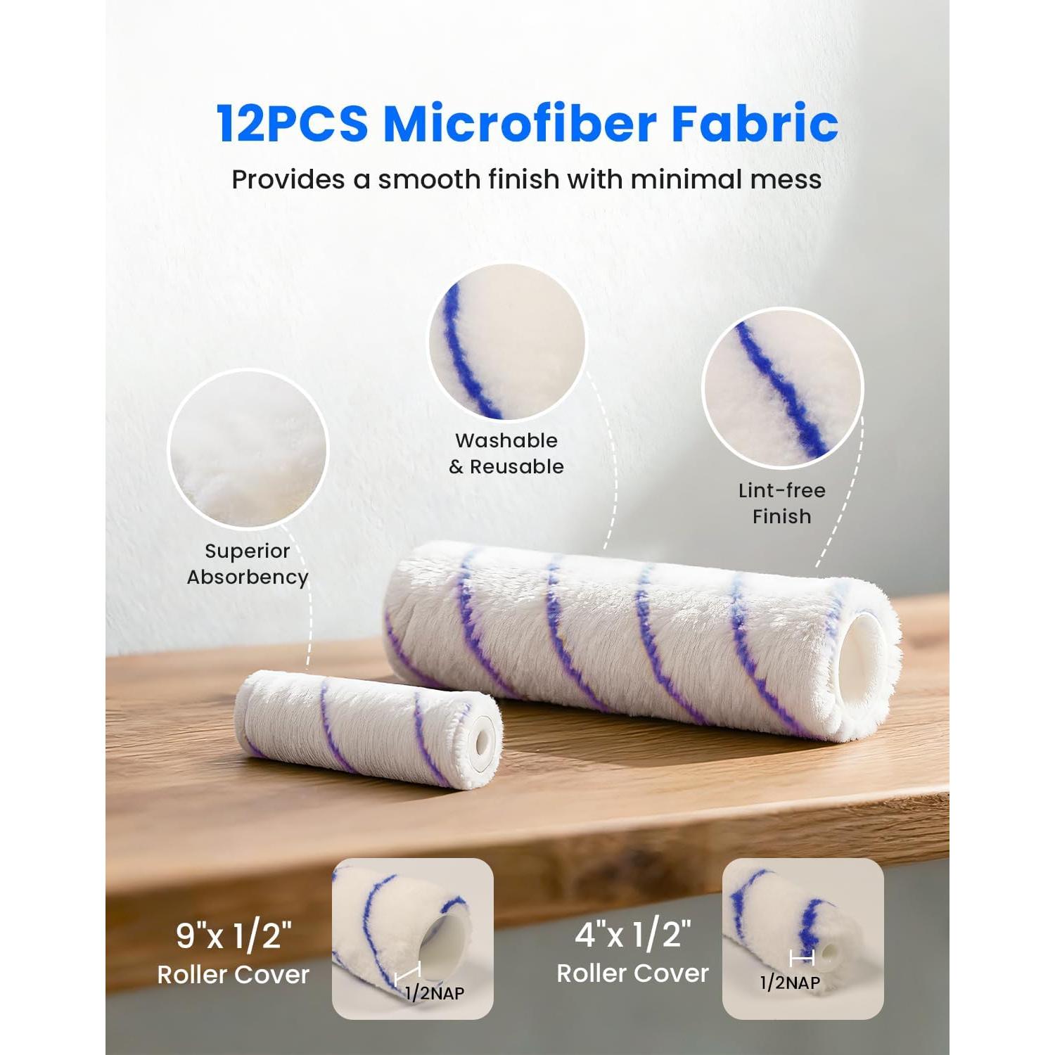 Kit de Rodillos de Pintura RYMTOX 33 Piezas con Extensión 0.61-1.22 m