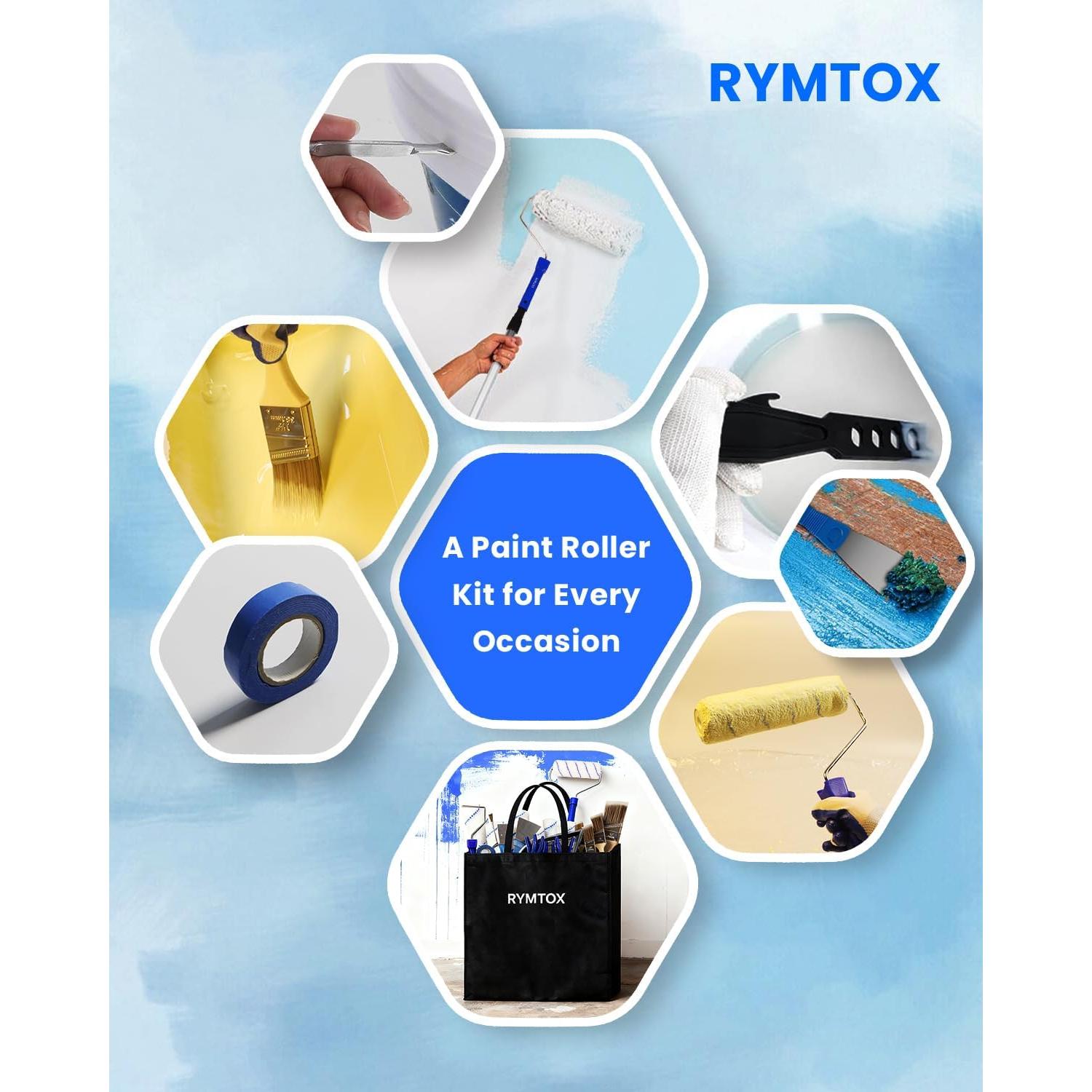 Kit de Rodillos de Pintura RYMTOX 33 Piezas con Extensión 0.61-1.22 m