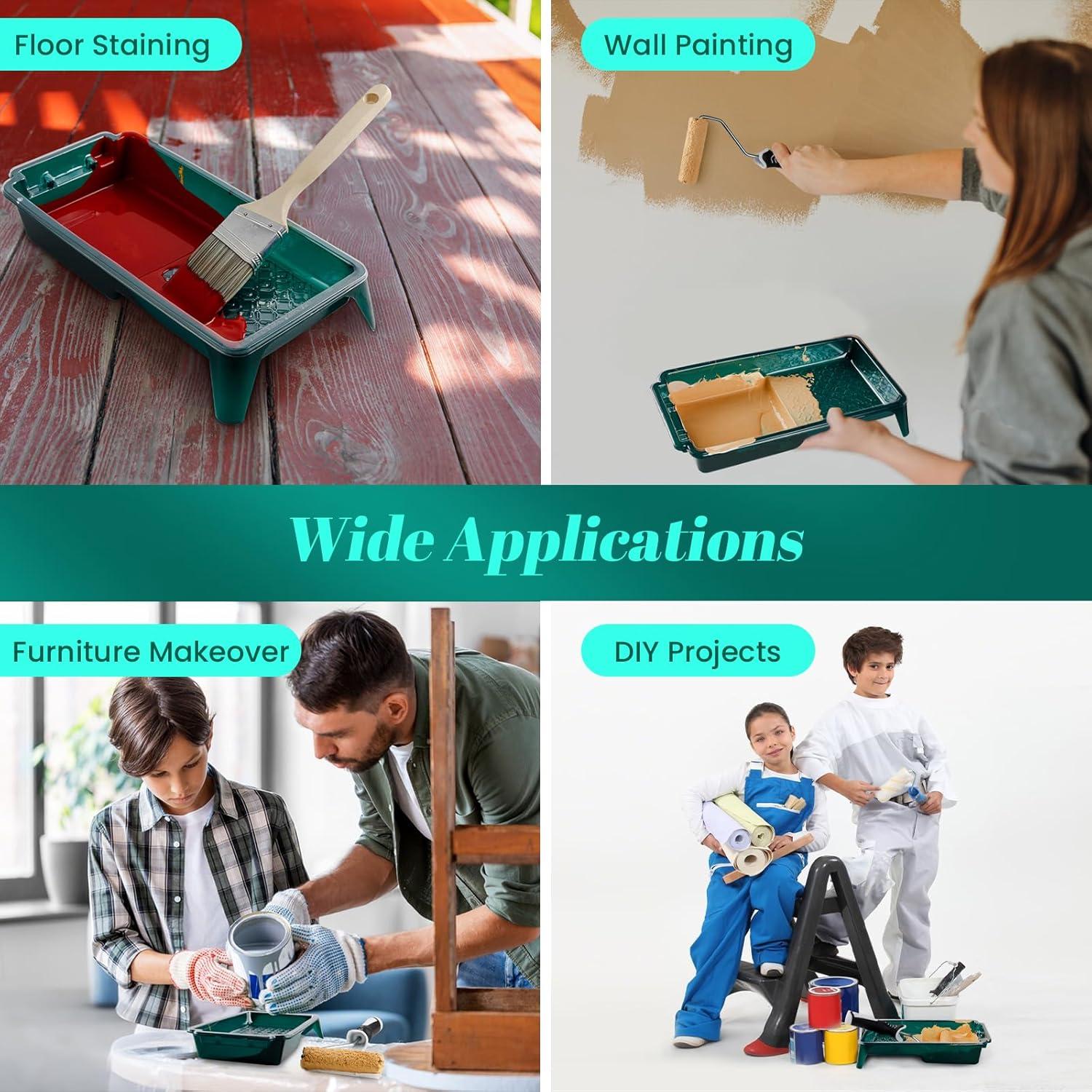 Juego de Bandejas de Pintura YiBaiBrush 4" con 15 Forros