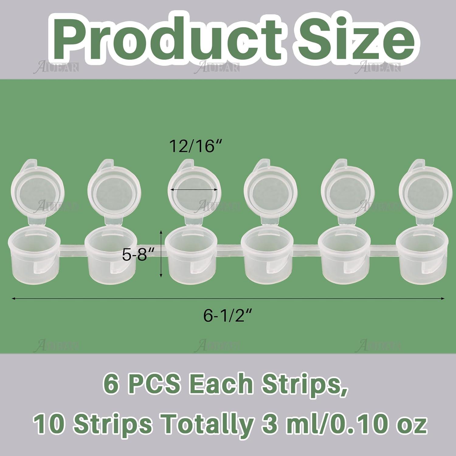 AUEAR 60 Tarros de Pintura Vacíos 3ml con Tapa Plástico